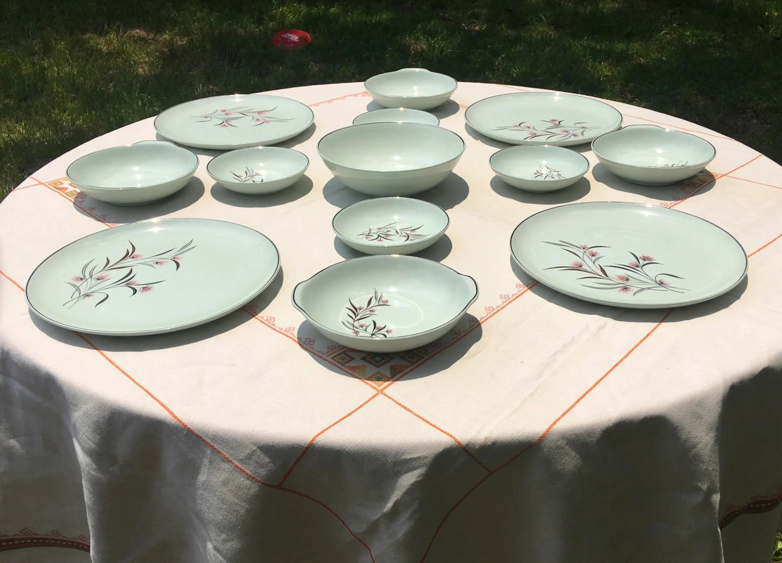 Vintage Ballerina Mist Pale Green Dinner Set- 13 Pieces - 9