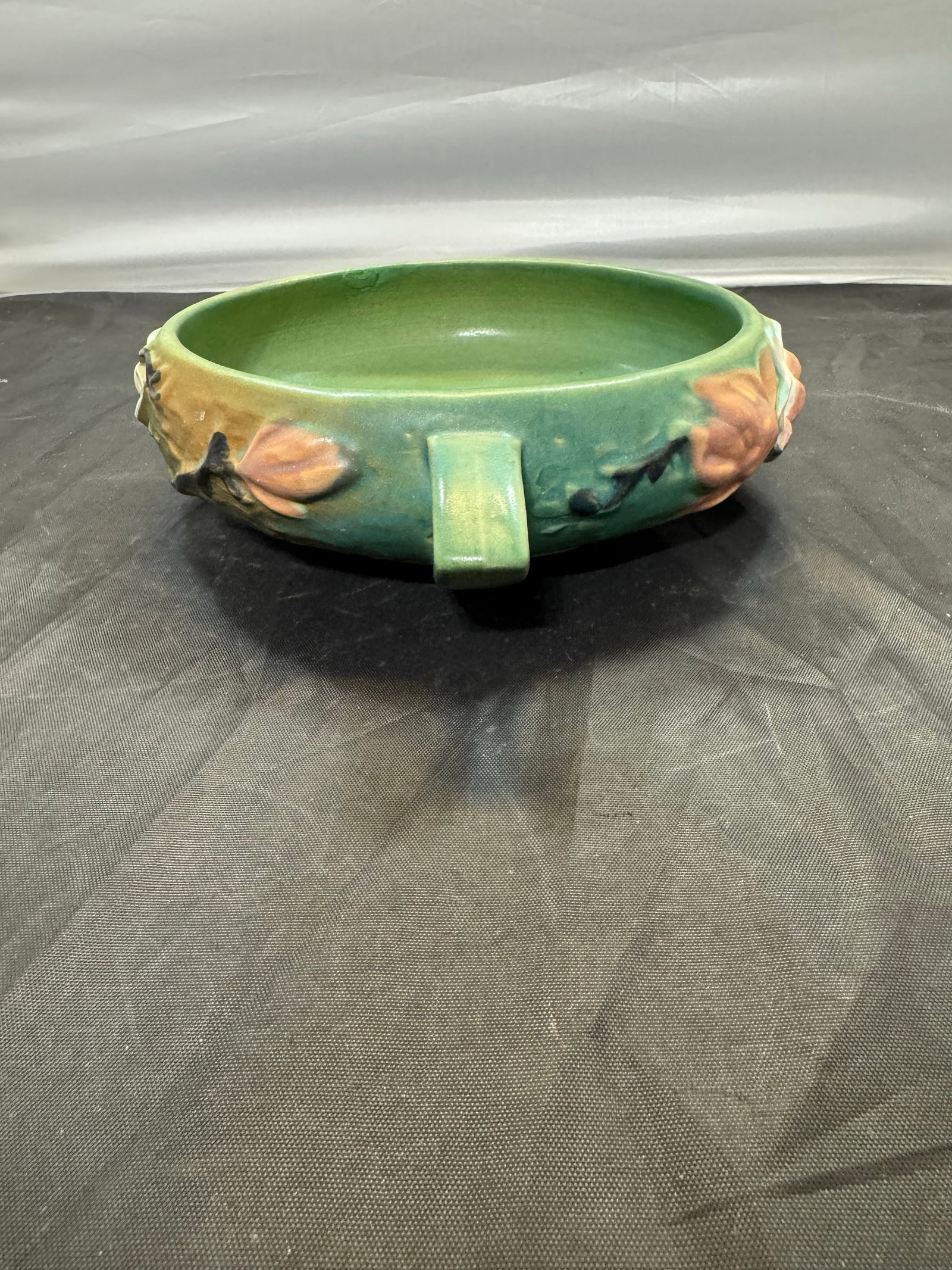 Vintage Roseville Pottery Green Double Handled Magnolia Bowl 447-6 1940's MCM - 5