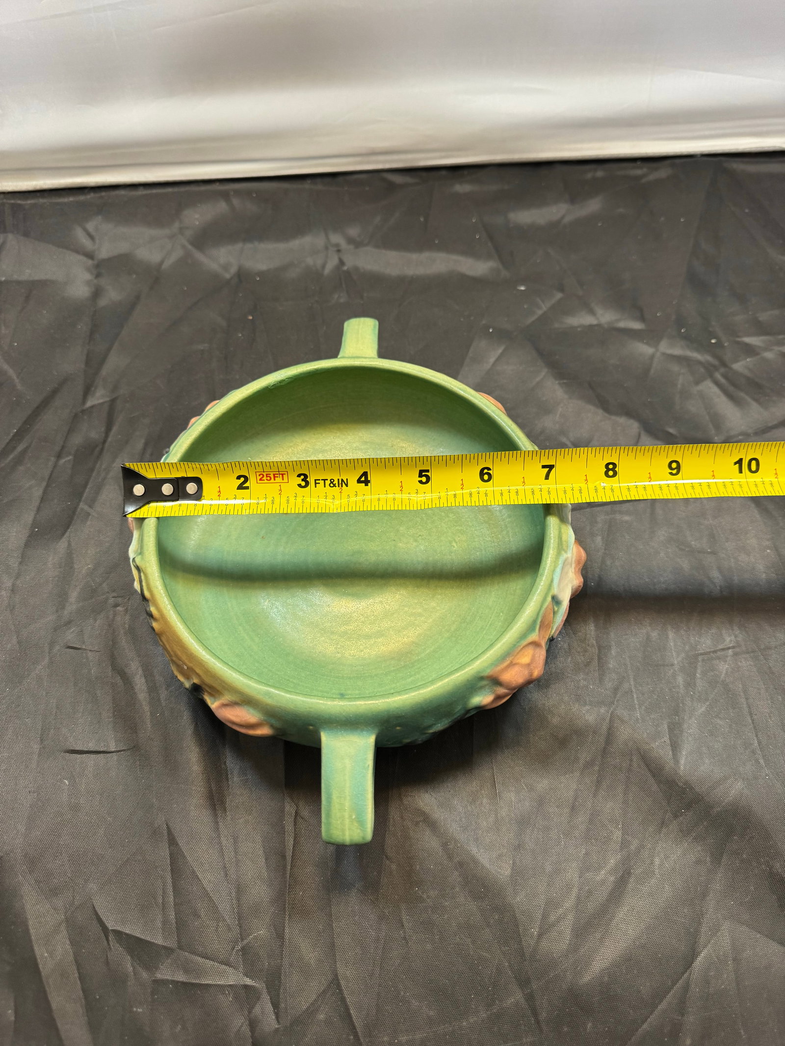Vintage Roseville Pottery Green Double Handled Magnolia Bowl 447-6 1940's MCM - 9