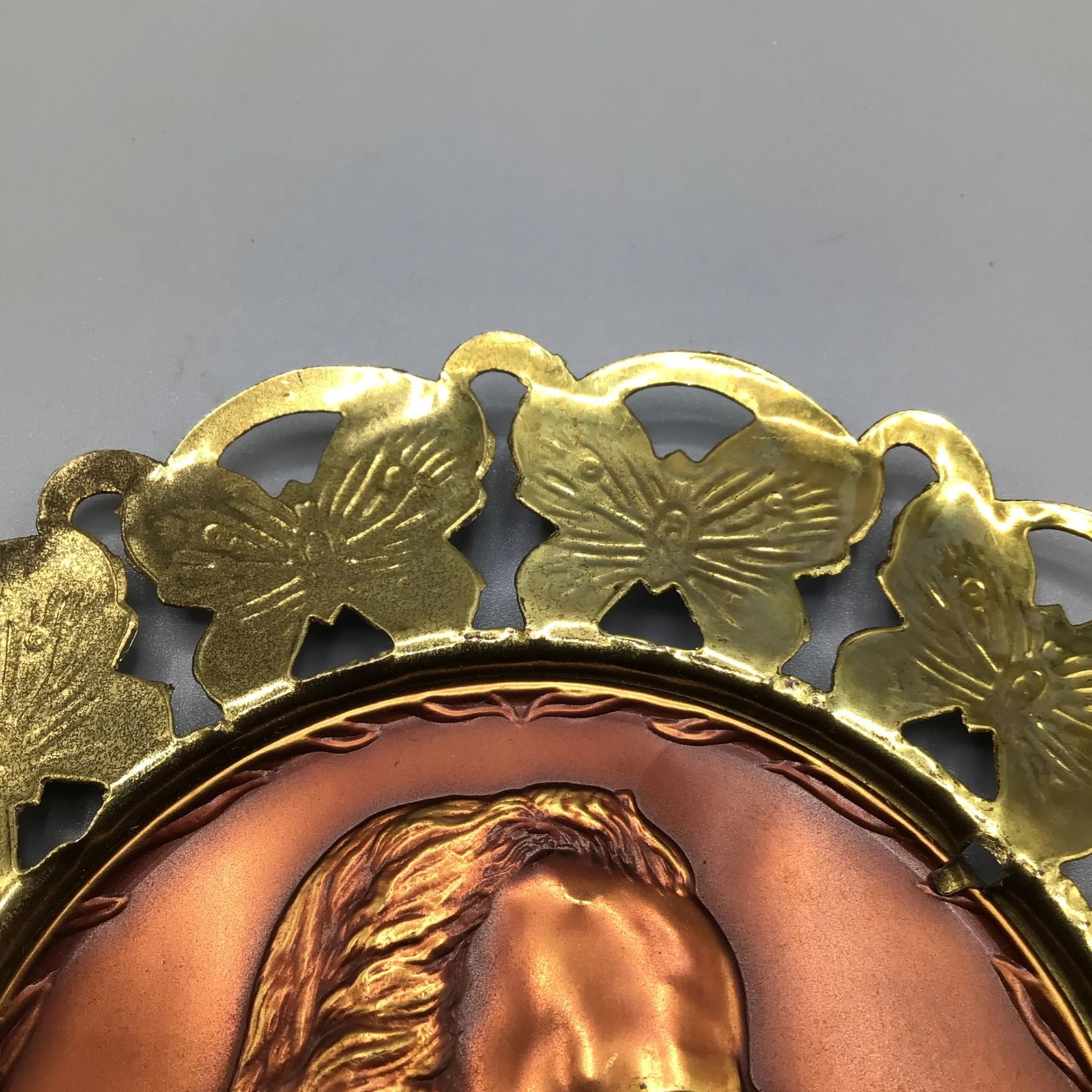 Wall Plates Influential Composers Stamped on Yellow Brass and Butterfly Filigree Made in England-Set - 12