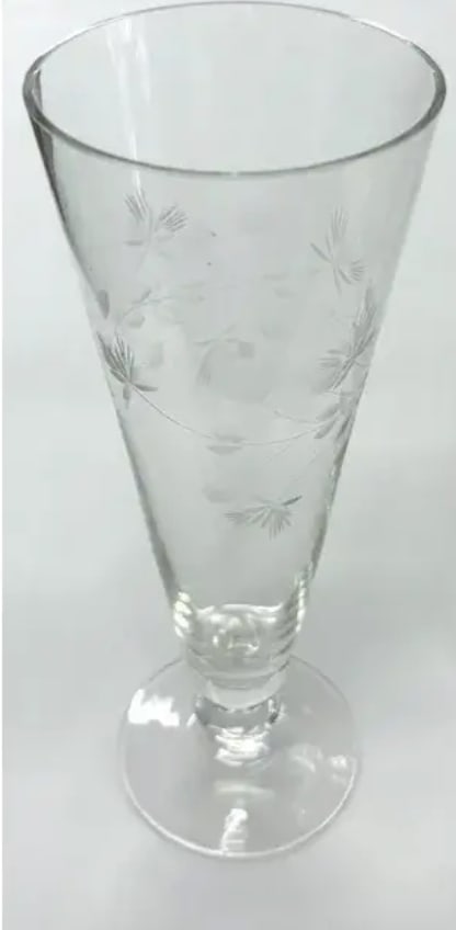 Set of 4 Mid Century Etched Glass Pilsner Beer, Cocktail Glasses - 2