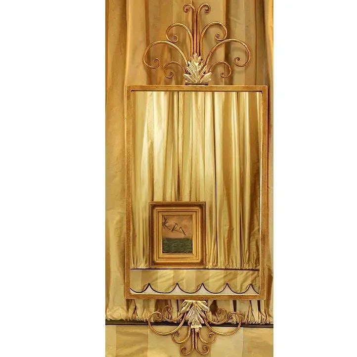 Traditional Hand Wrought Iron Mirror With Gold Leaf Frame - 5