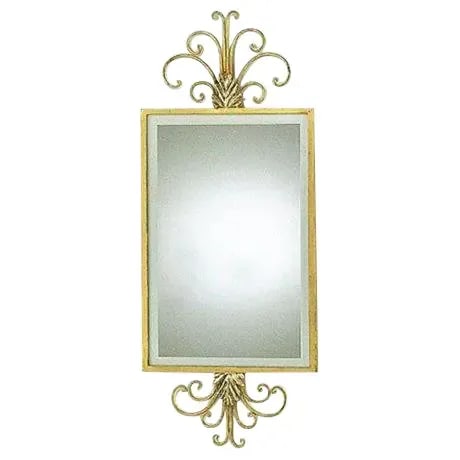 Traditional Hand Wrought Iron Mirror With Gold Leaf Frame - 6