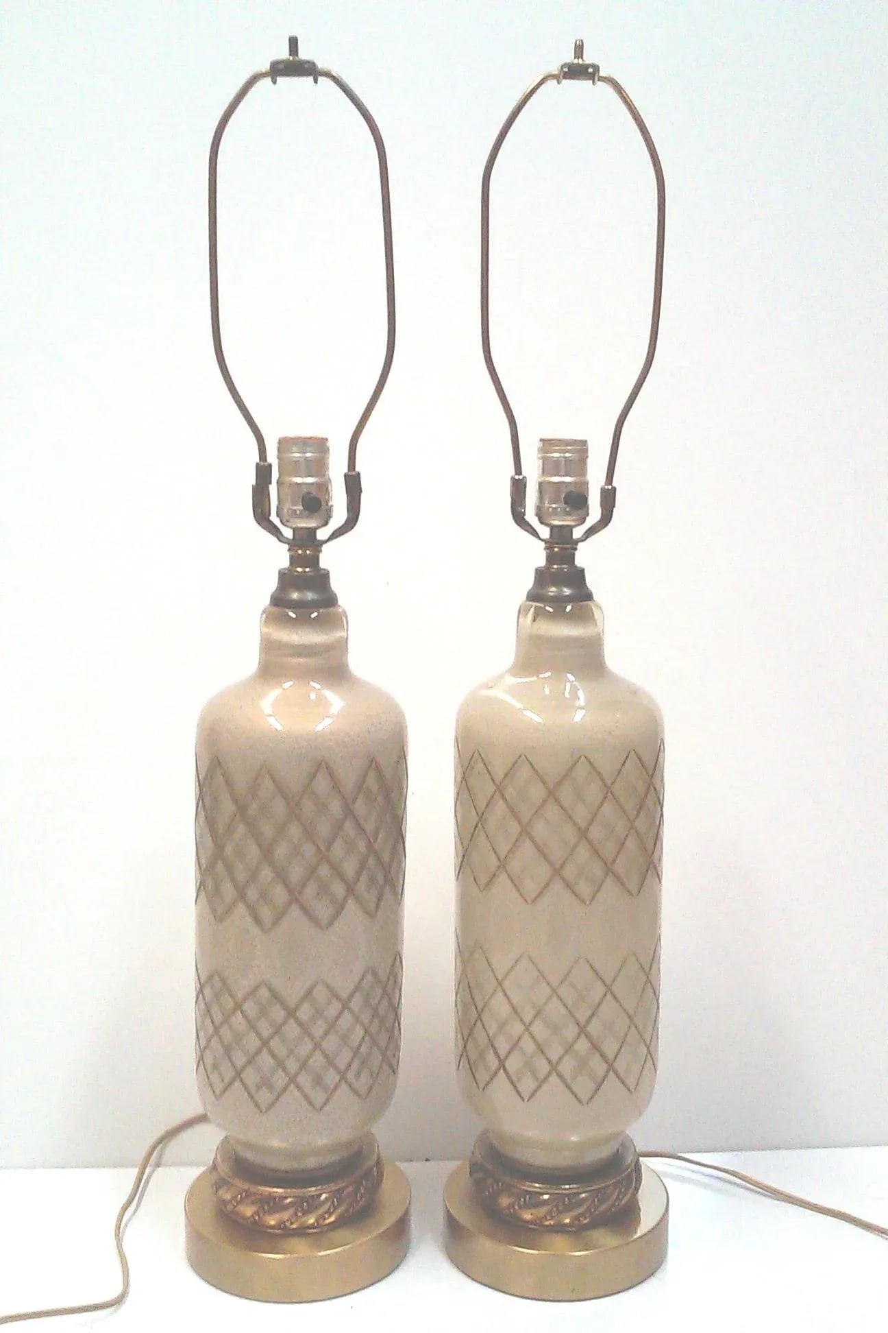 1950's Gold Murano Lamps Cut Glass Table Lamps Hollywood Regency a Pair - 2