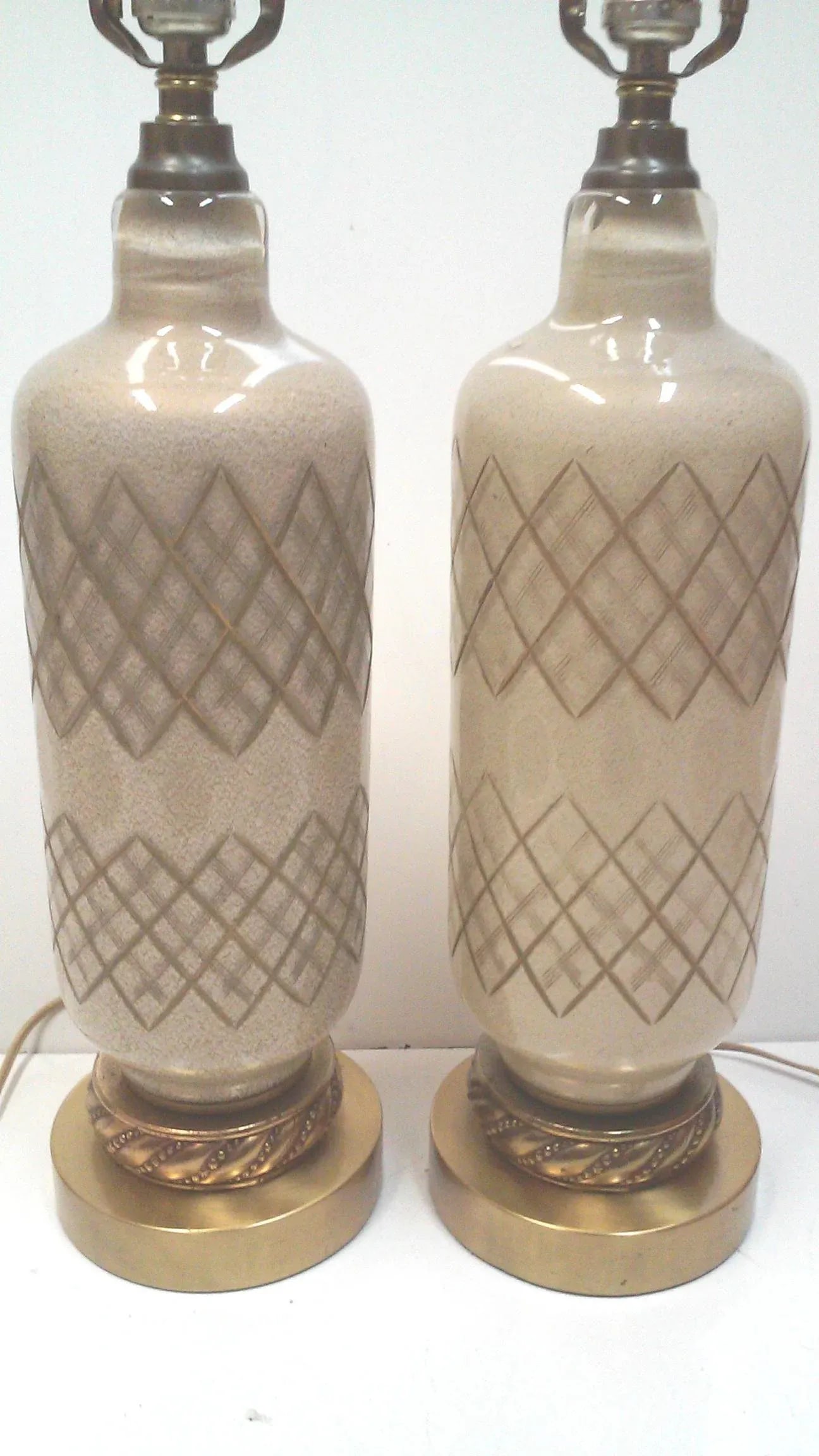 1950's Gold Murano Lamps Cut Glass Table Lamps Hollywood Regency a Pair - 3