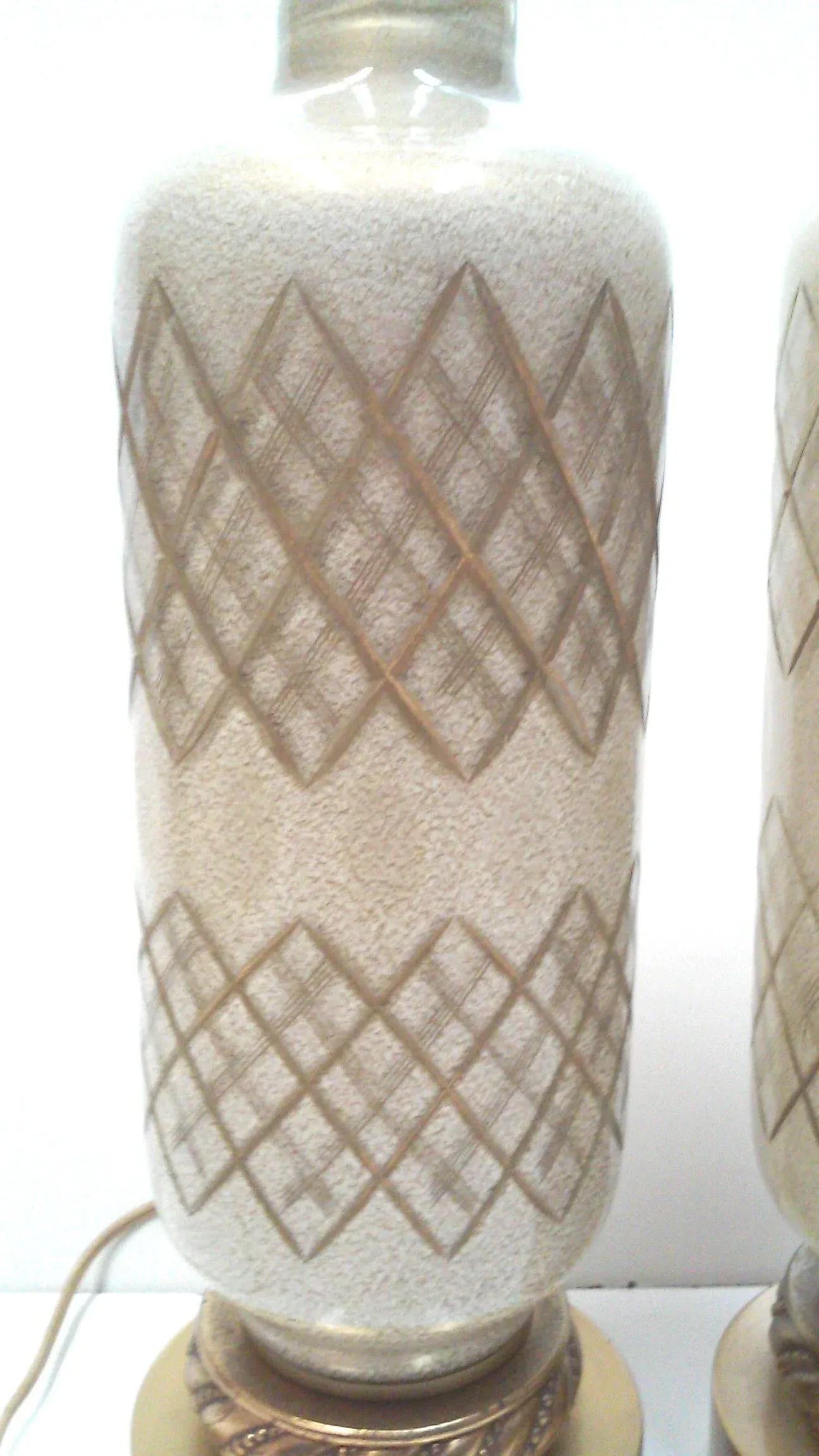 1950's Gold Murano Lamps Cut Glass Table Lamps Hollywood Regency a Pair - 4