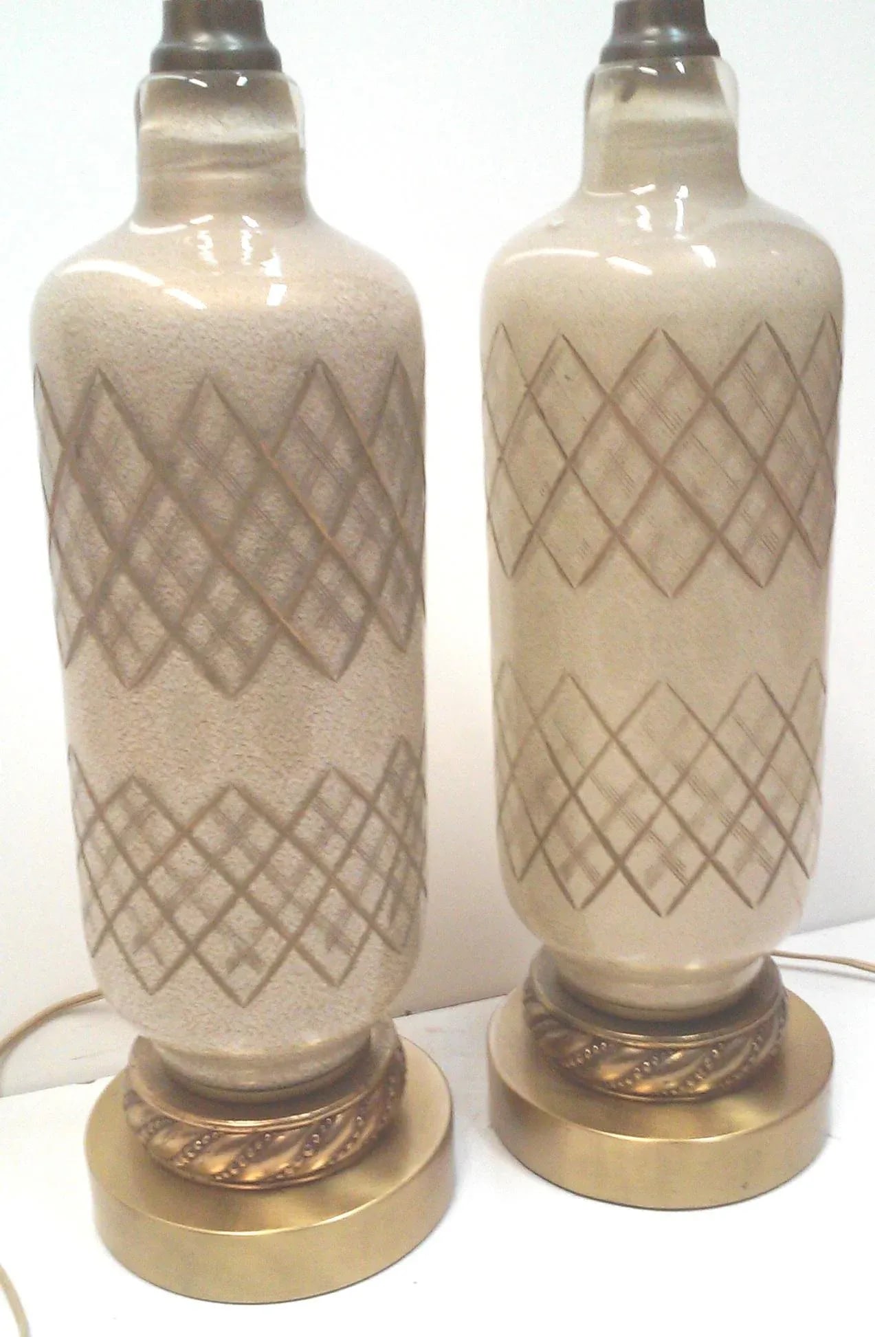 1950's Gold Murano Lamps Cut Glass Table Lamps Hollywood Regency a Pair - 6