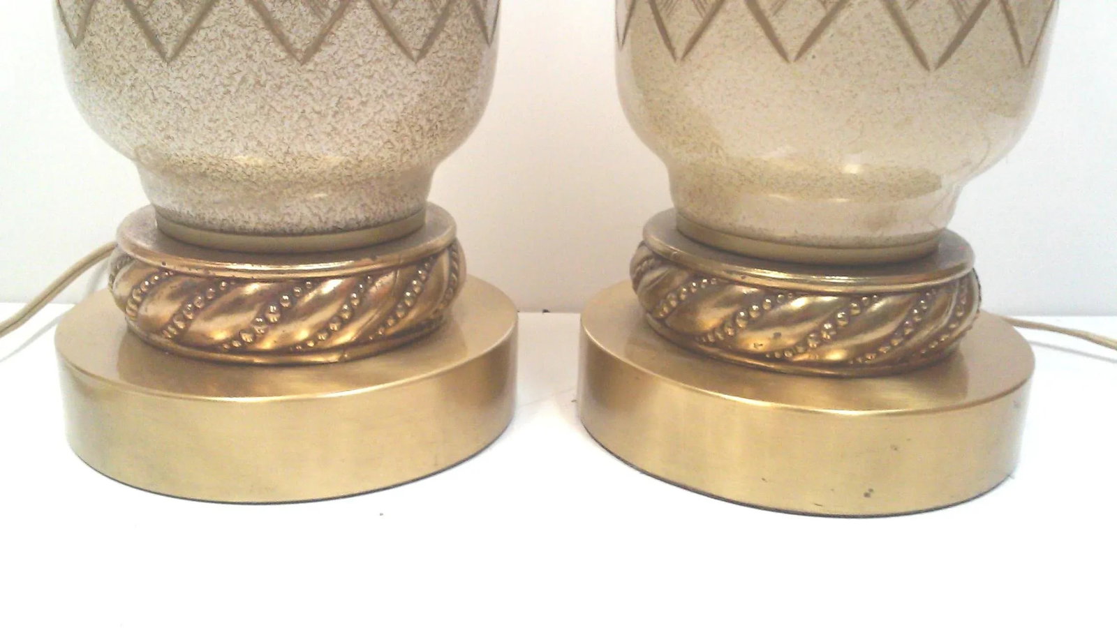 1950's Gold Murano Lamps Cut Glass Table Lamps Hollywood Regency a Pair - 7