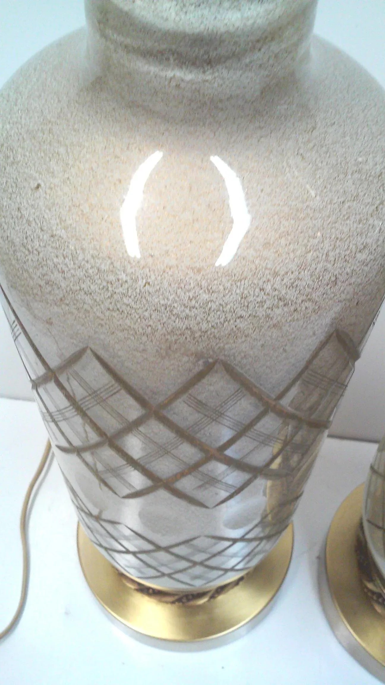 1950's Gold Murano Lamps Cut Glass Table Lamps Hollywood Regency a Pair - 8