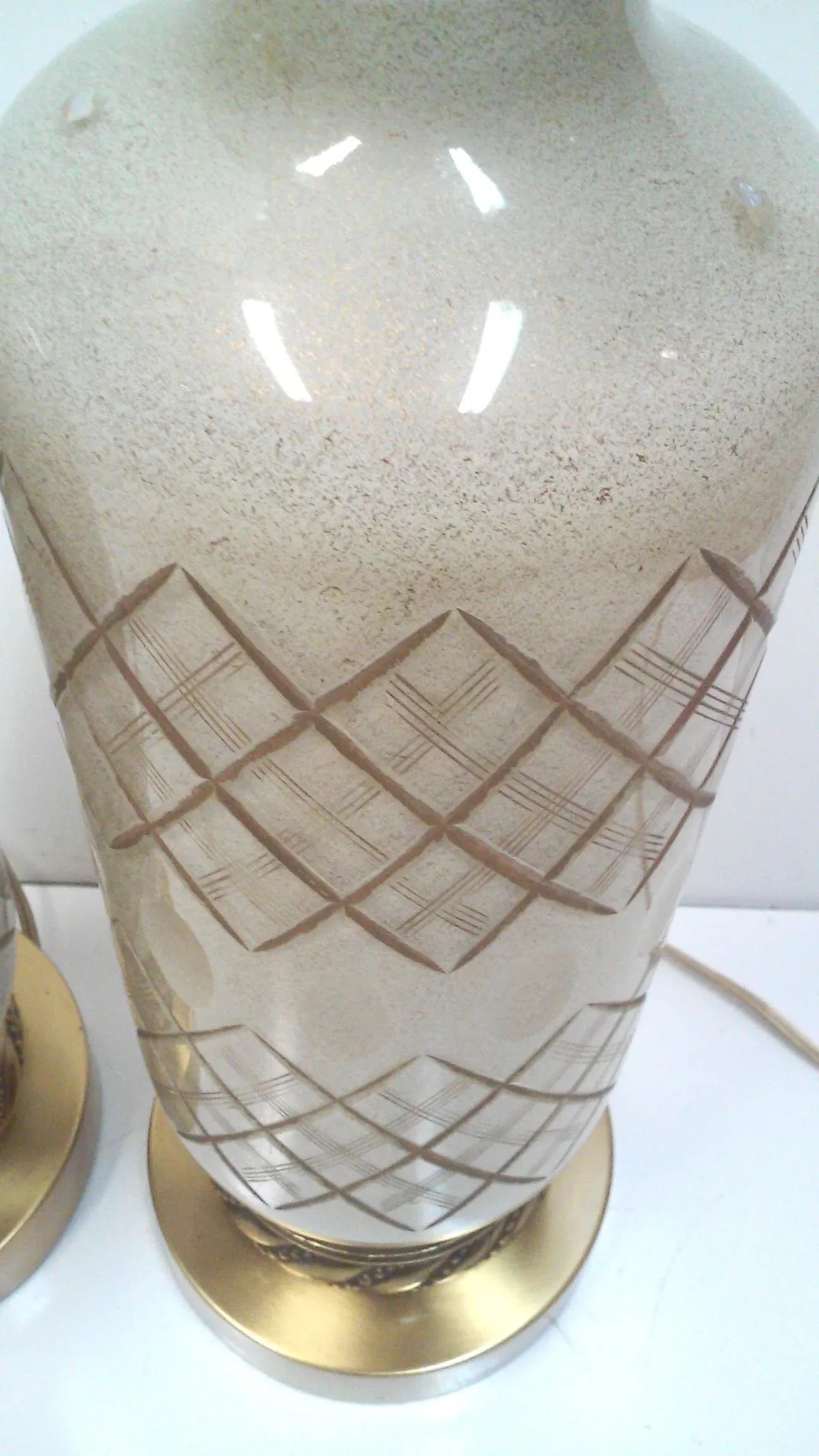 1950's Gold Murano Lamps Cut Glass Table Lamps Hollywood Regency a Pair - 9