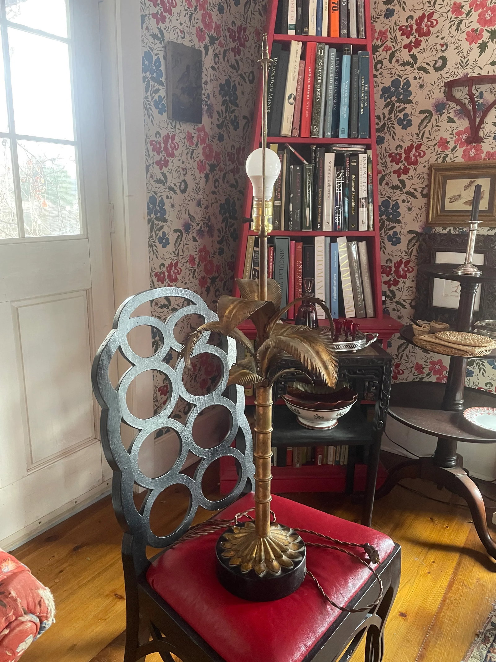 1970s Faux Bamboo Gilt Metal Palm Tree Lamp Manner of Bagues and Maison Jansen - 13
