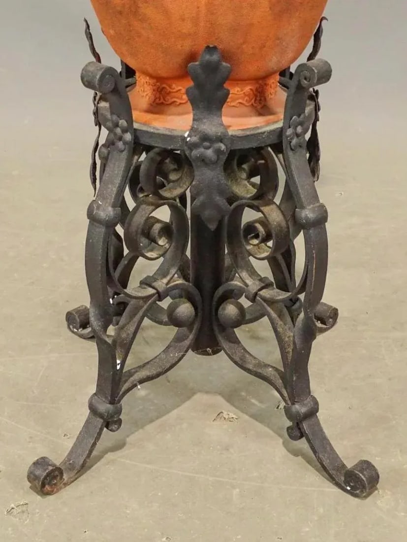 19th Century Dragon Motif Tokoname Meiji Era Electrified Japanese Oil Floor Lamp in Terracotta Red W - 5