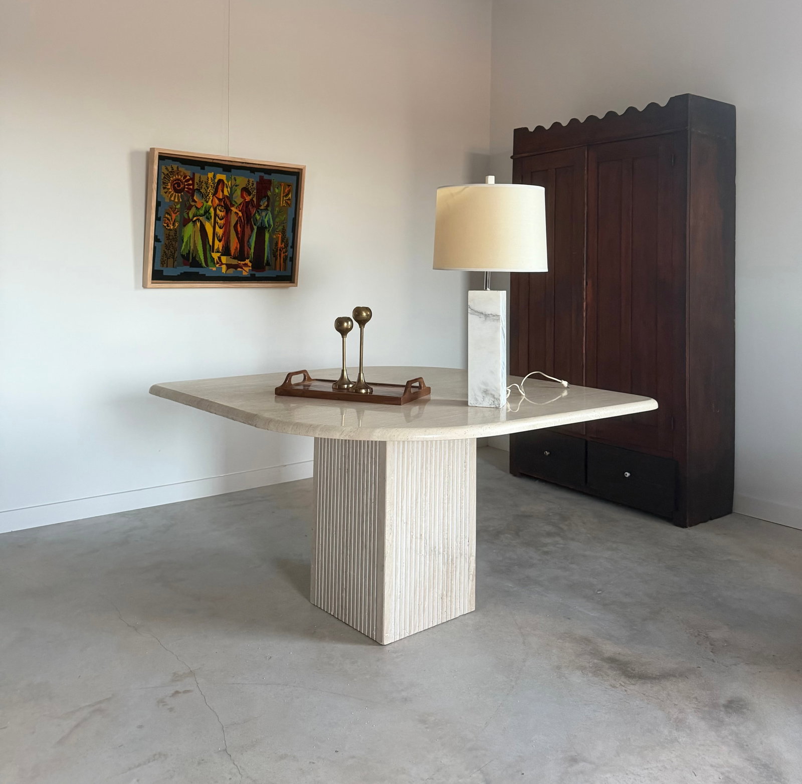 Minimalist White Marble Plinth Table Lamp Knoll-Style (After Nessen) - 6