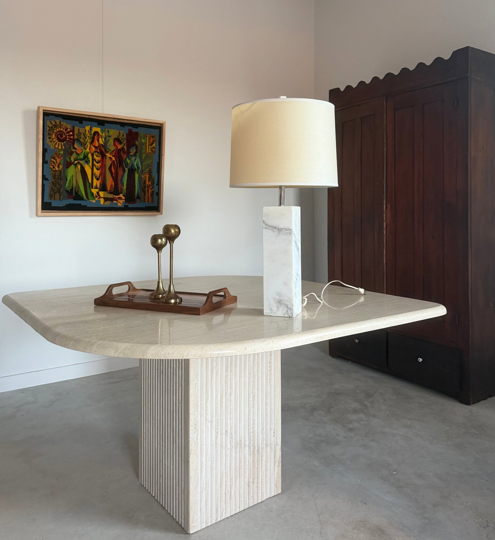 Minimalist White Marble Plinth Table Lamp Knoll-Style (After Nessen) - 9