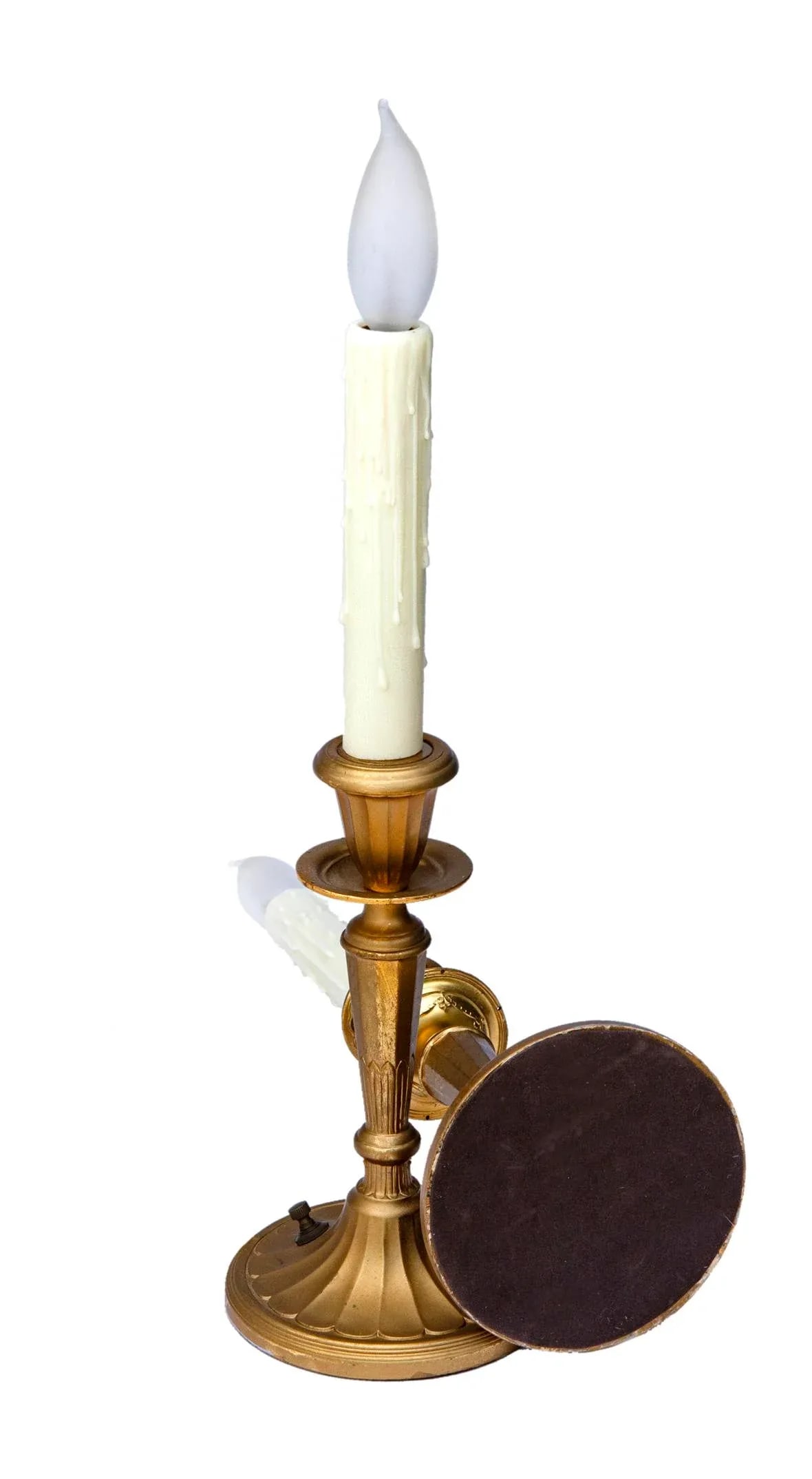 1940s Gilt Metal Candlestick Lamps, a Pair - 3