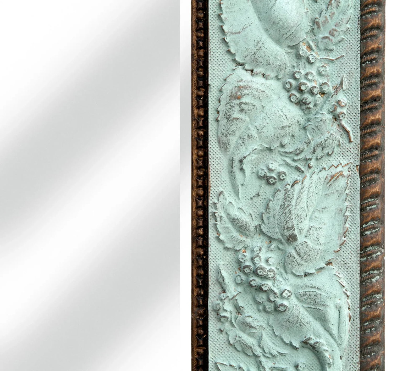 Victorian Aesthetic Movement Hardwood Hand Painted Green Beveled Mirror Frame - 4