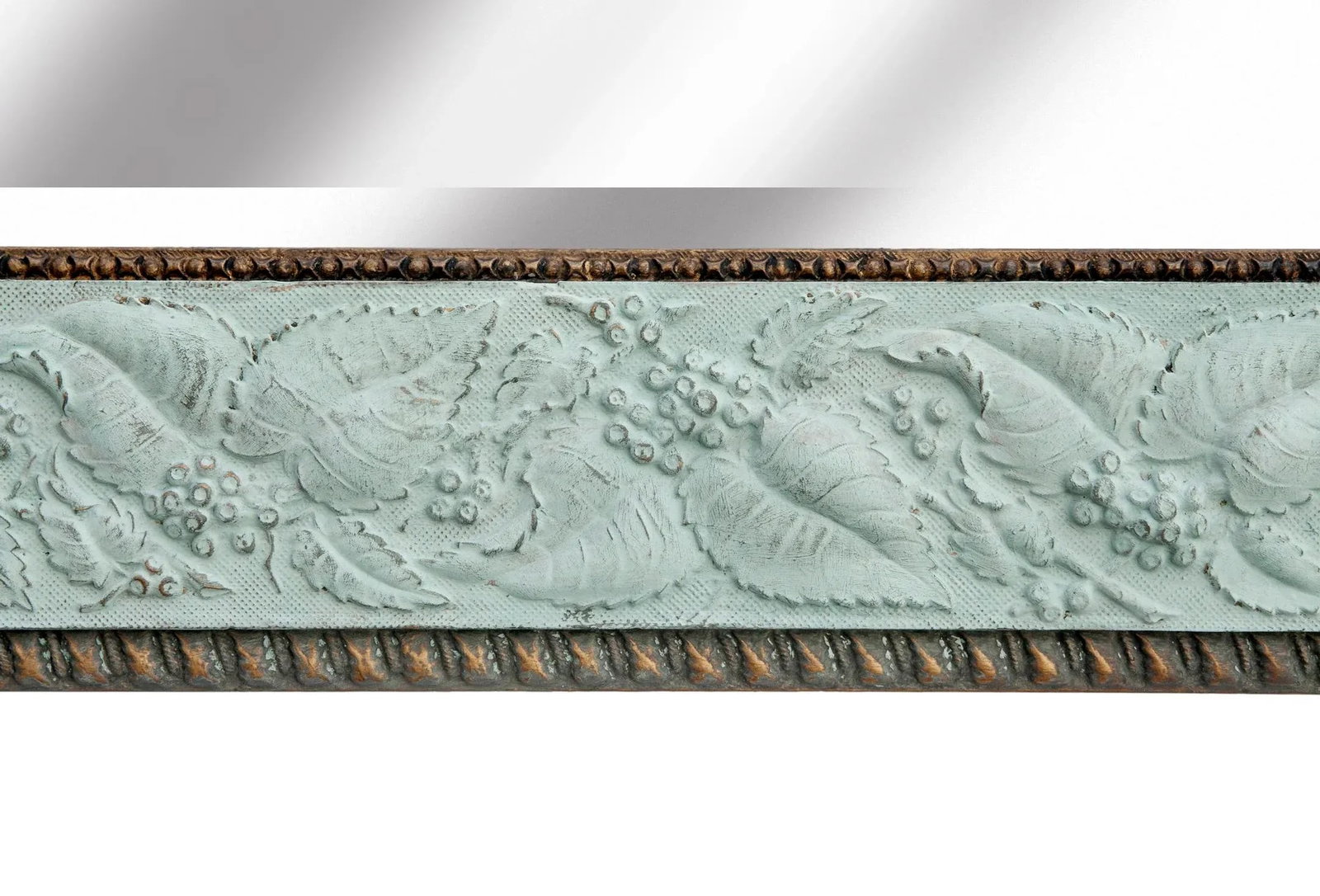 Victorian Aesthetic Movement Hardwood Hand Painted Green Beveled Mirror Frame - 7