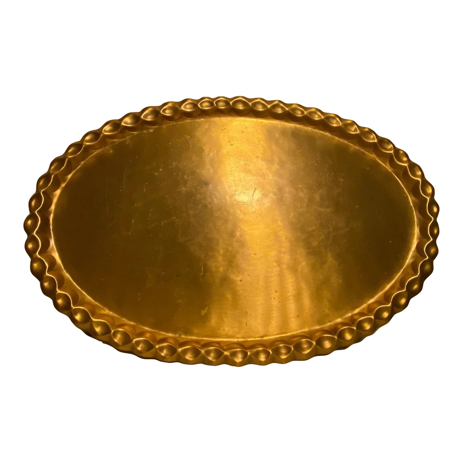 Vintage Moorish Style Large Oval Tray in 'Antique Gold" Finish: Vintage Moorish Style Large Oval Tray in 'Antique Gold" Finish Condition: Alterations: Original Design Modified Imperfections: Some Imperfections Condition Notes: The tray is in a good condition. It