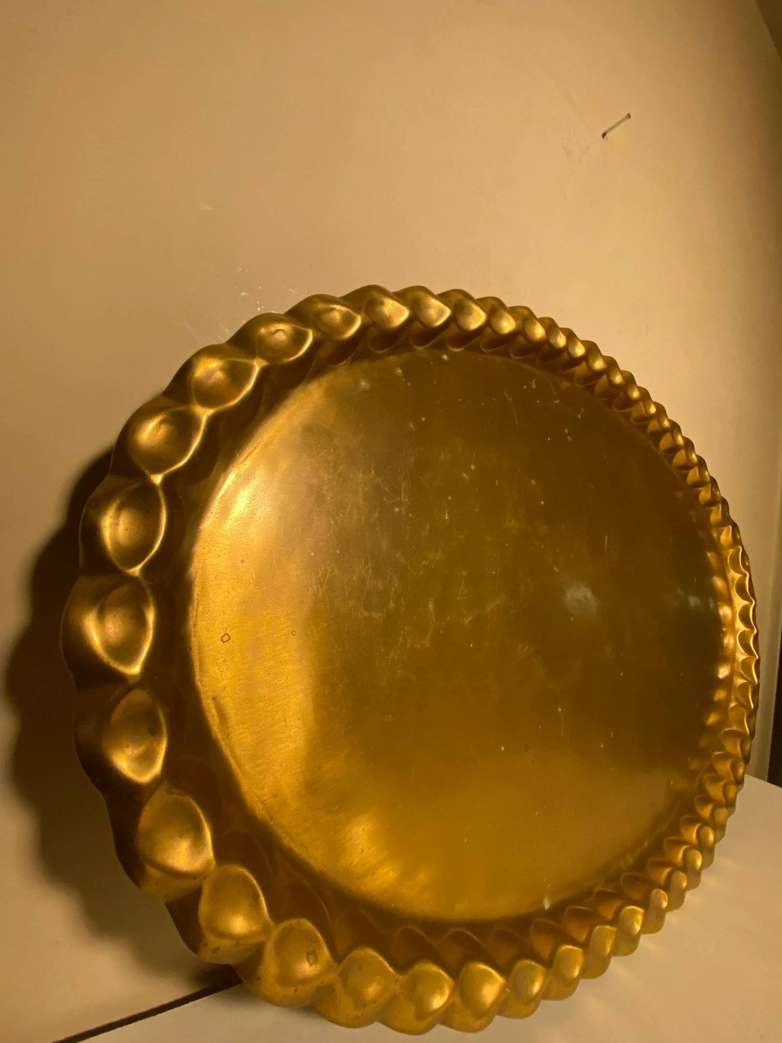 Vintage Moorish Style Large Oval Tray in 'Antique Gold" Finish - 3