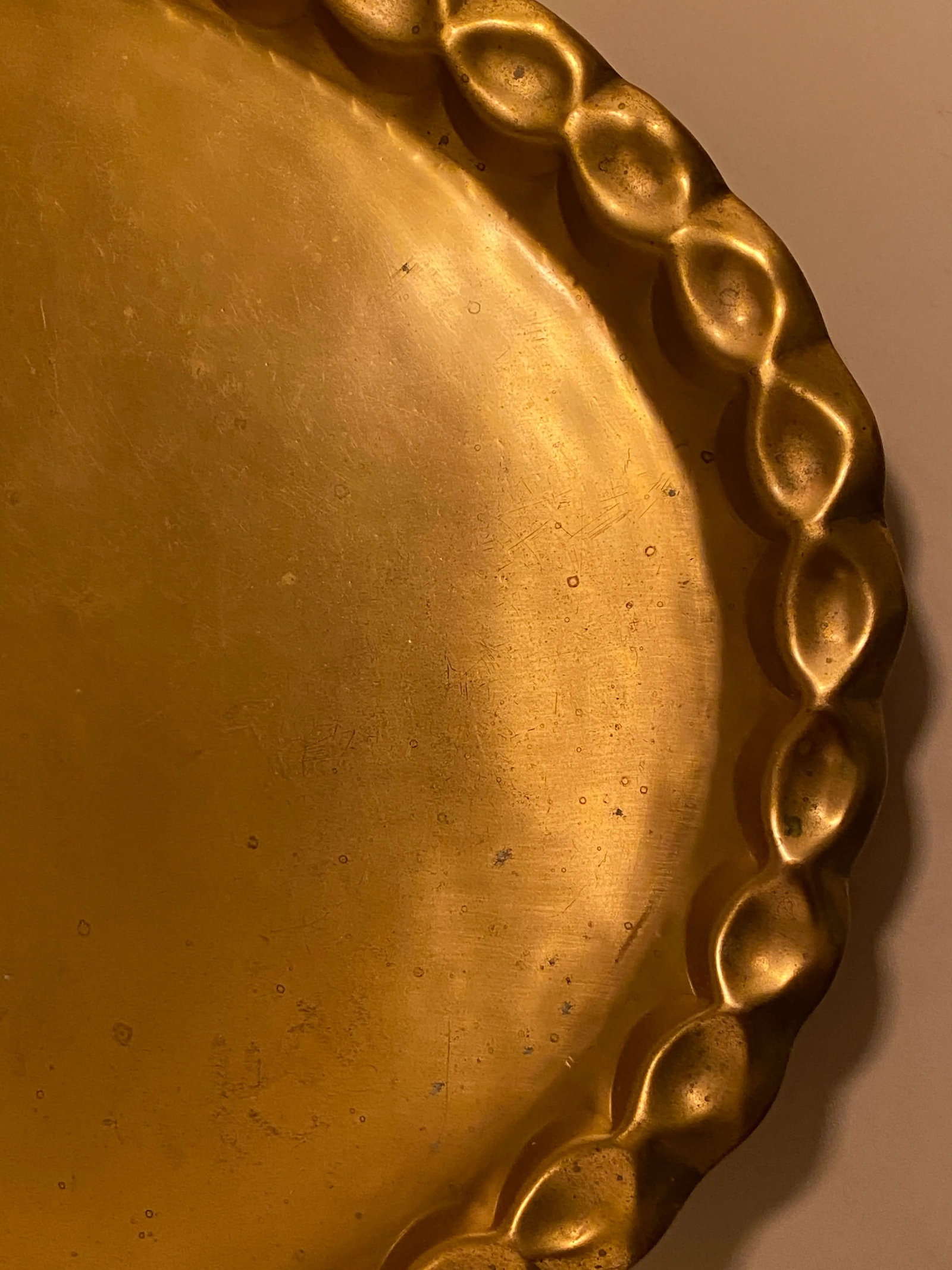 Vintage Moorish Style Large Oval Tray in 'Antique Gold" Finish - 5