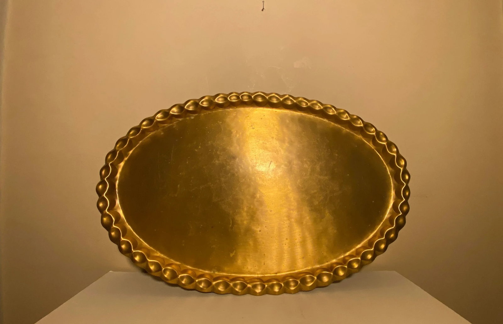 Vintage Moorish Style Large Oval Tray in 'Antique Gold" Finish - 6