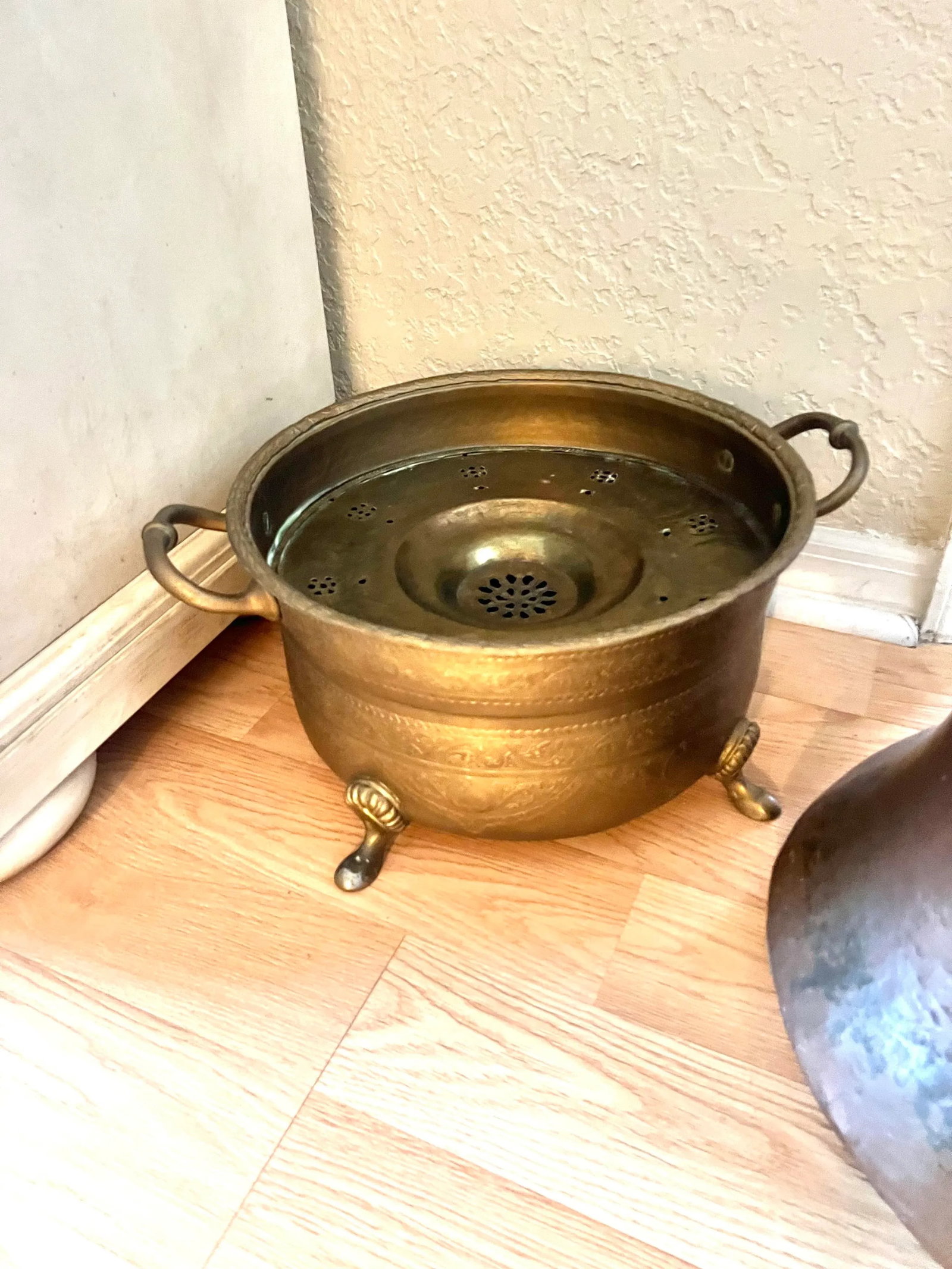 Mid 20th Century Middle Eastern Copper Pot With Brass Burner Pot - 2 Piece Set - 3