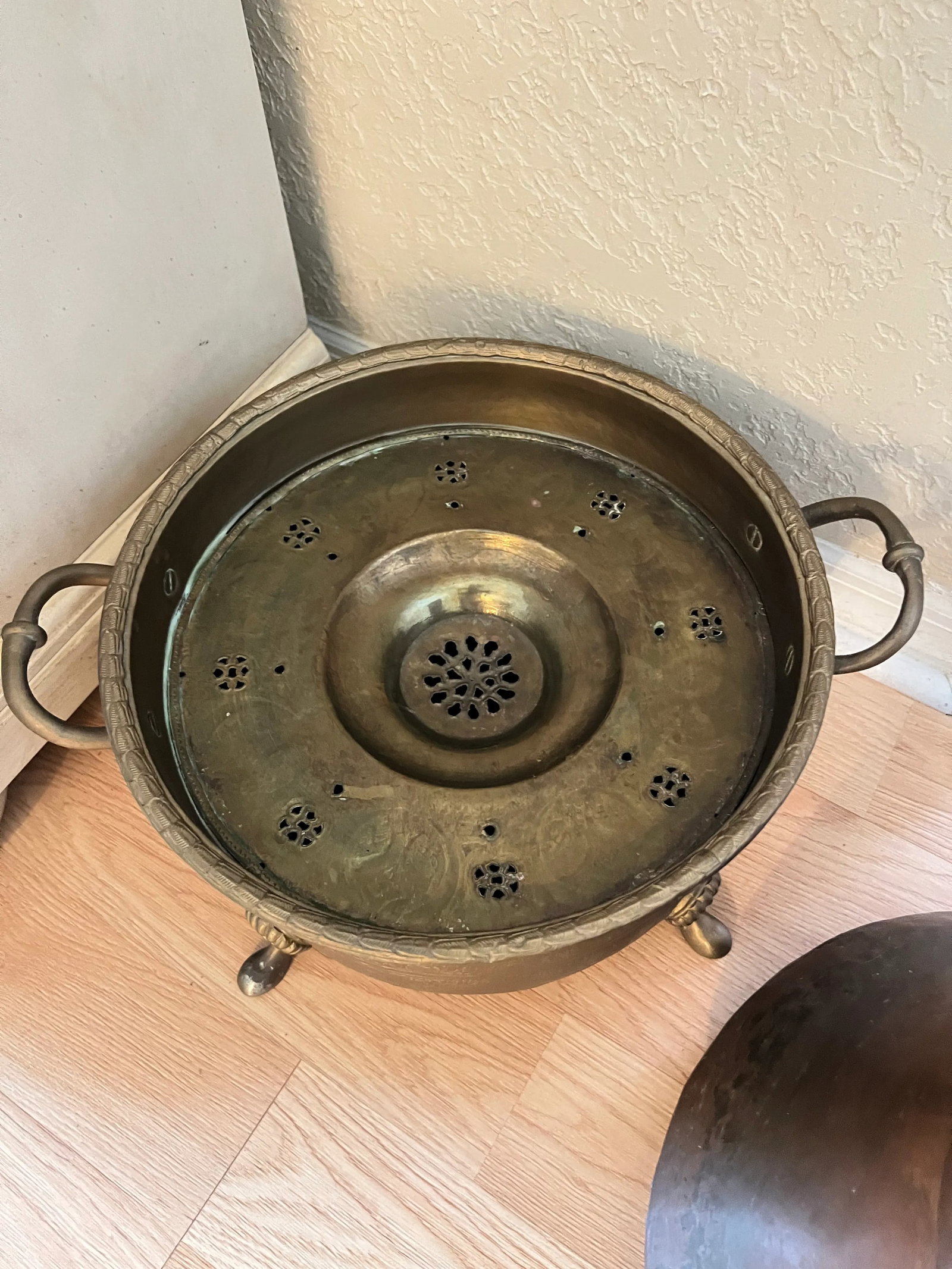 Mid 20th Century Middle Eastern Copper Pot With Brass Burner Pot - 2 Piece Set - 4