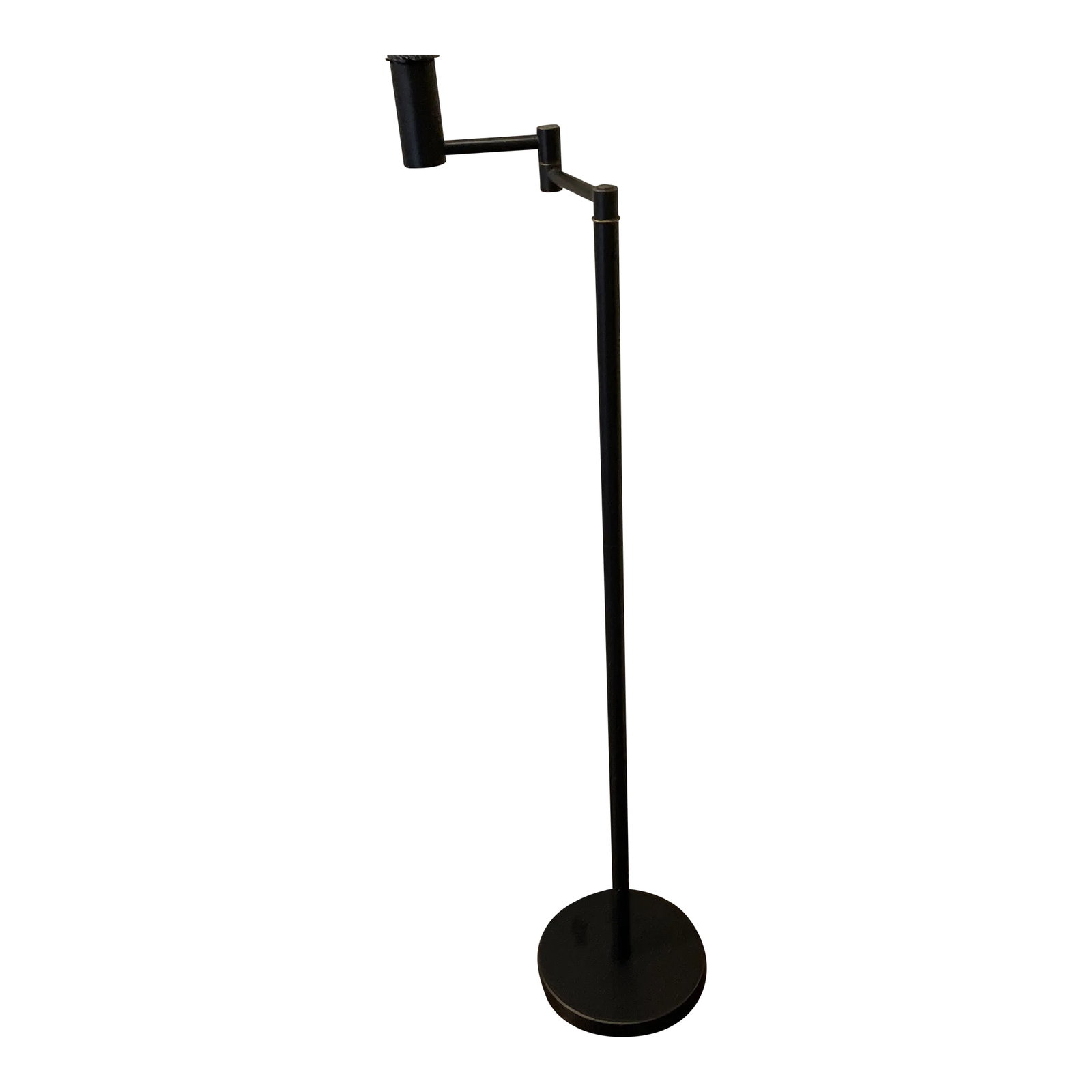 Lauren Ralph Lauren Oil Rubbed Bronze Swing Arm Floor Lamp: Very nice oil rubbed bronze swing arm floor lamp made by Ralph Lauren. Round base, black with bronze highlights. Condition: Alterations: Original Condition Unaltered Imperfections: Some Imperfections