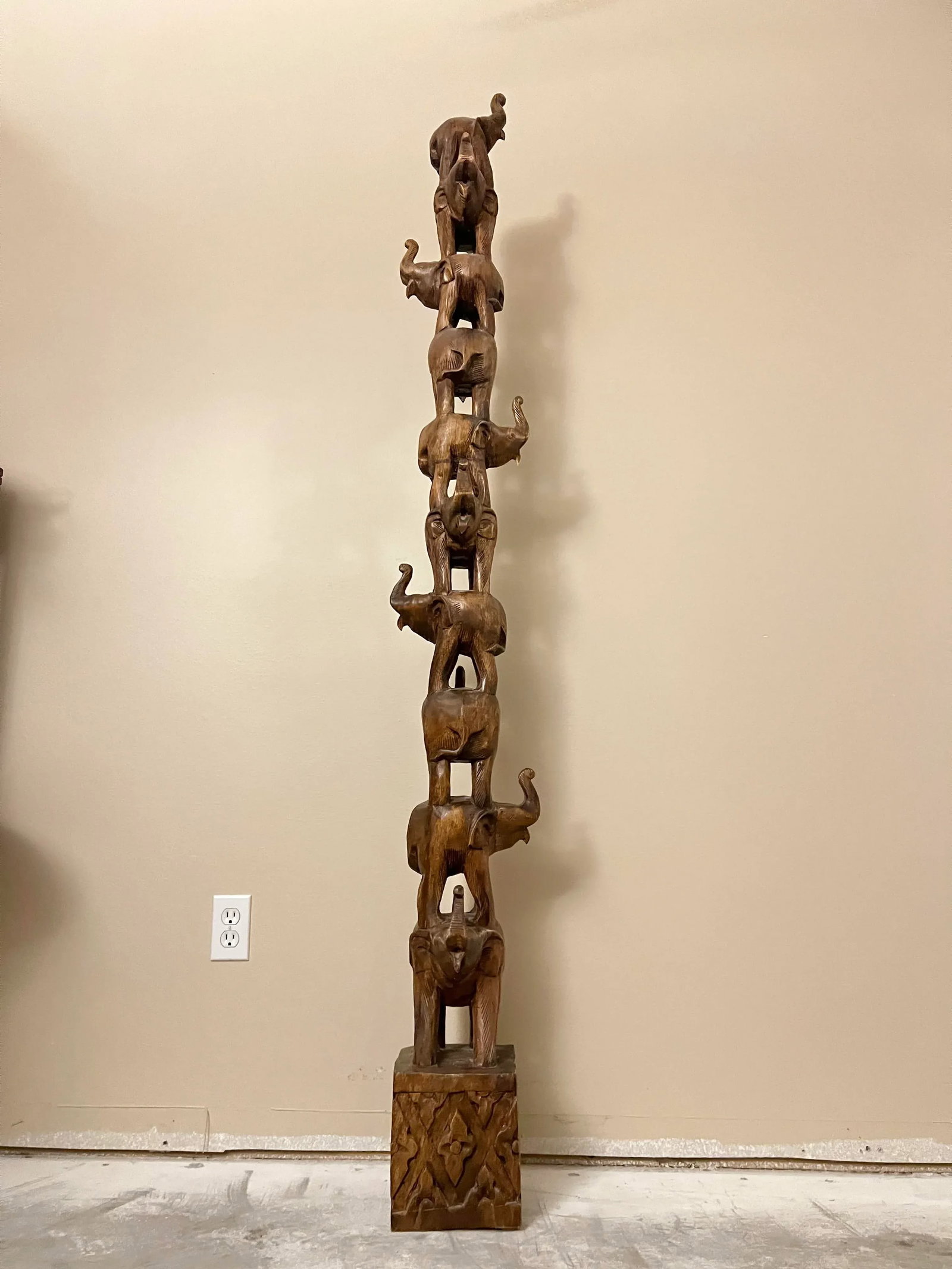 1980s Carved Elephant Tower - 12