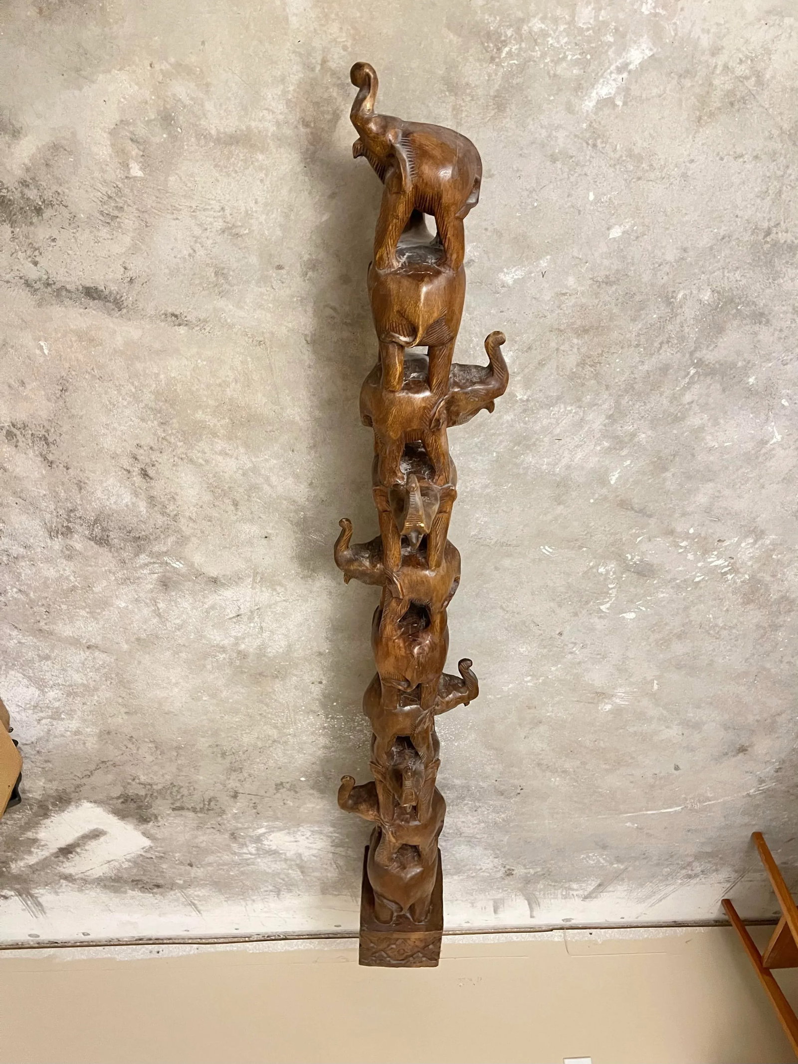 1980s Carved Elephant Tower - 13