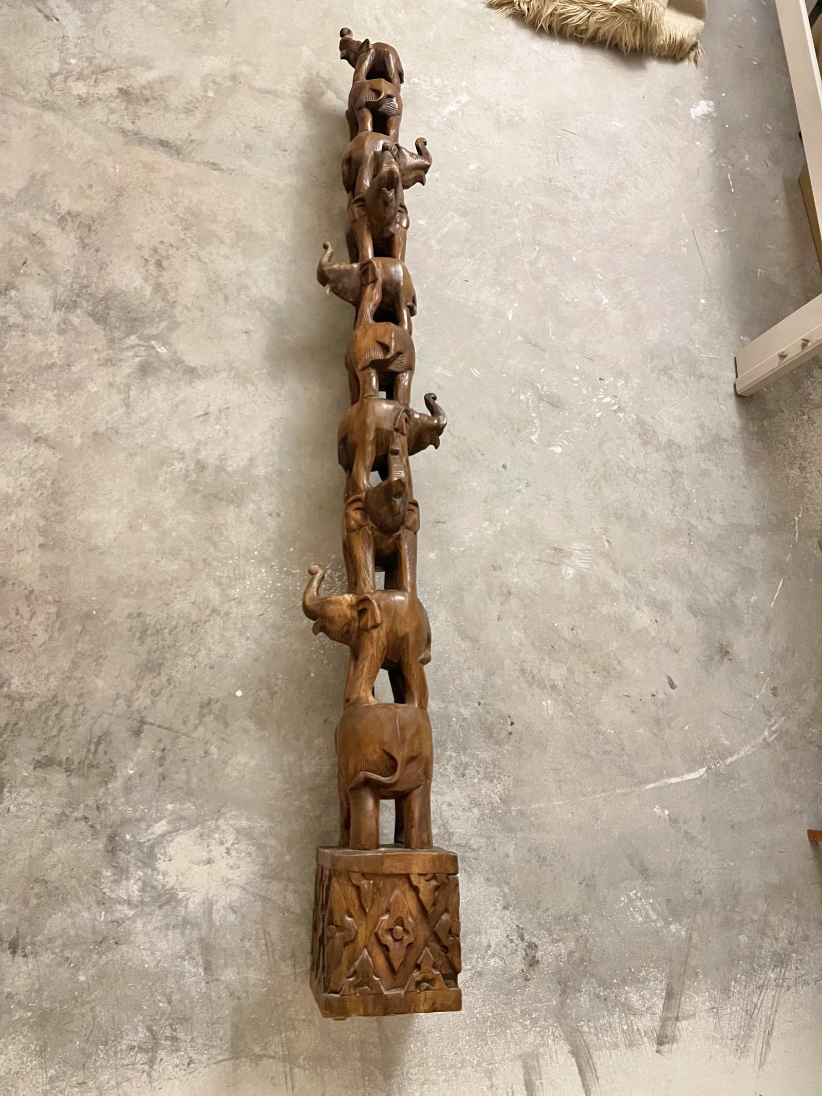 1980s Carved Elephant Tower - 2
