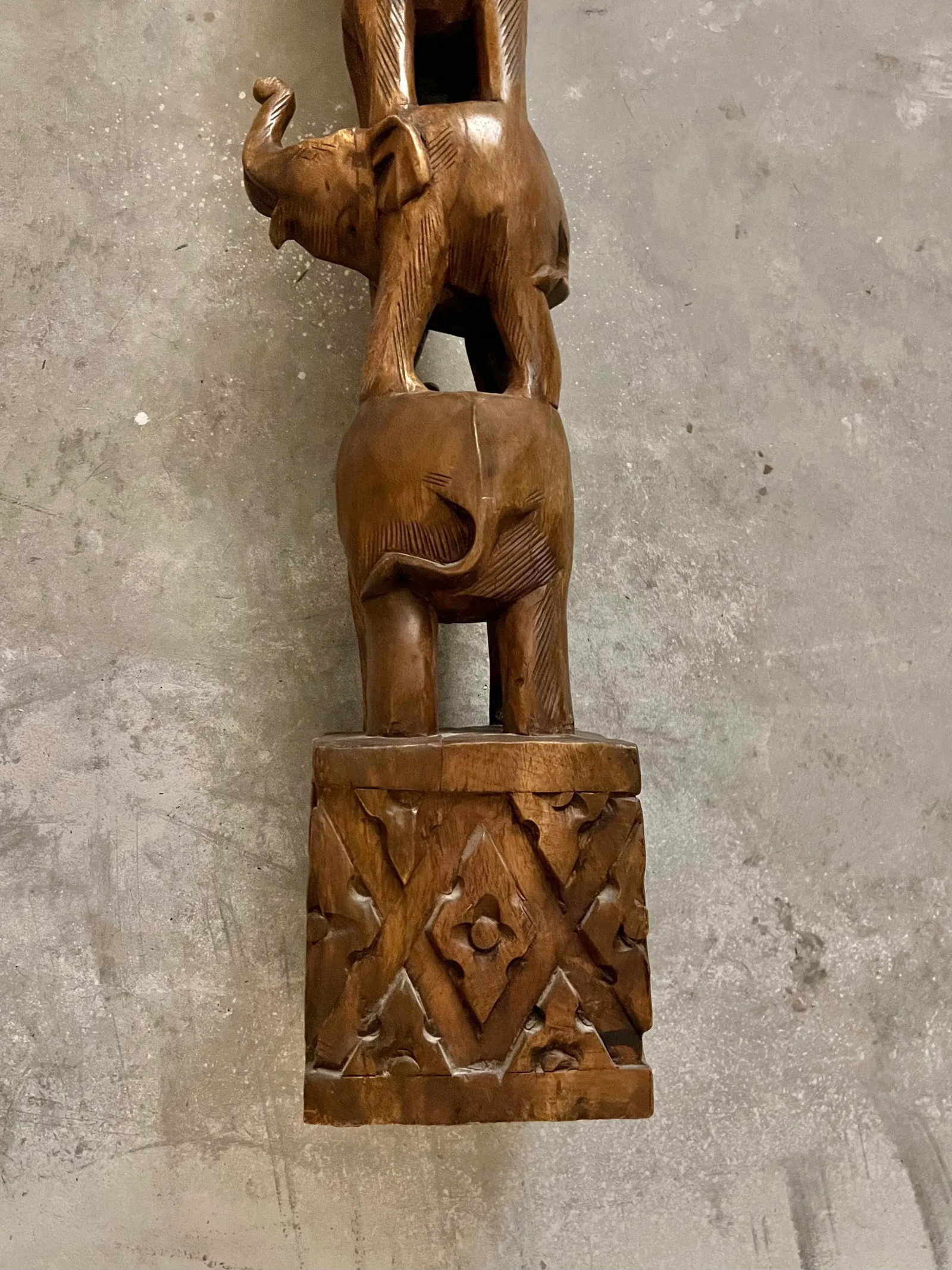 1980s Carved Elephant Tower - 3