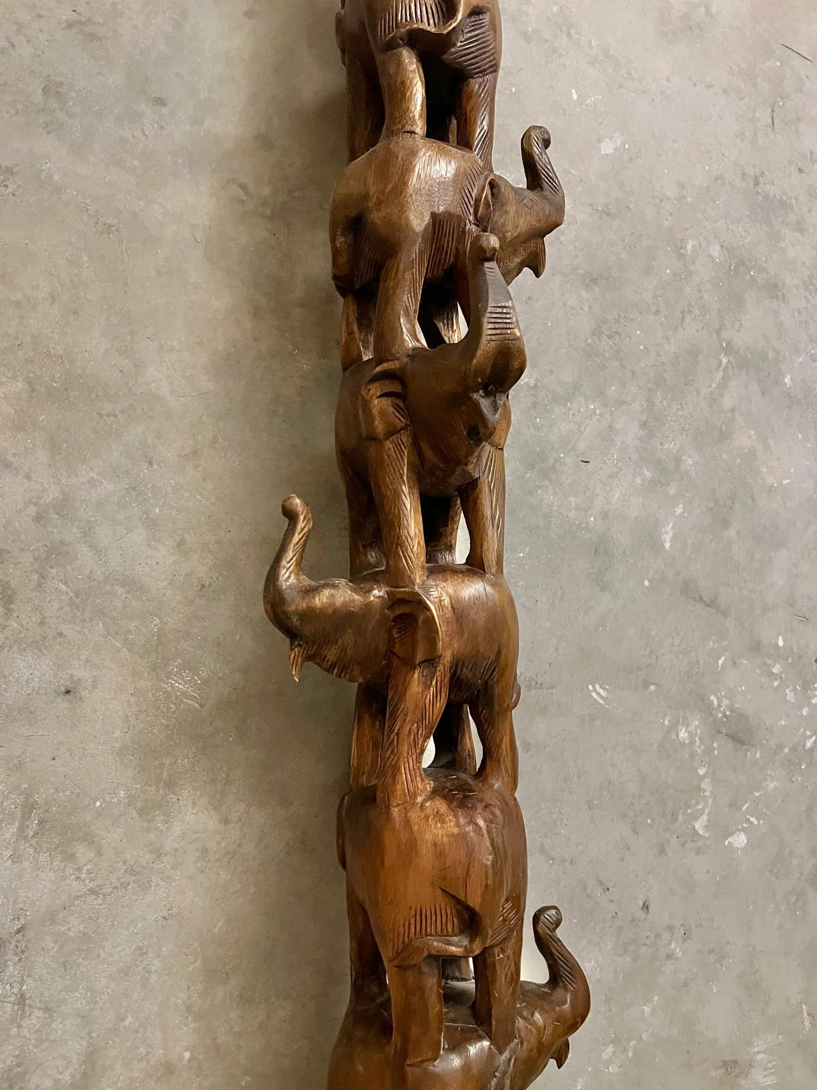1980s Carved Elephant Tower - 4