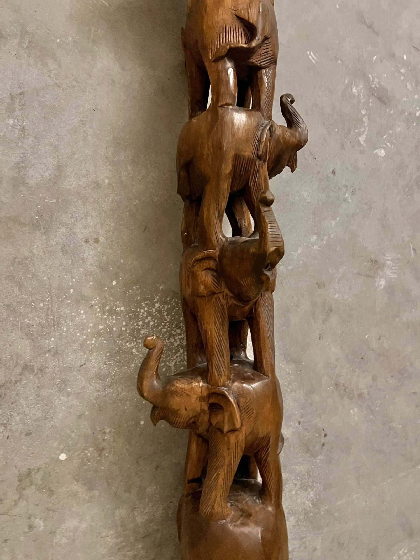 1980s Carved Elephant Tower - 5