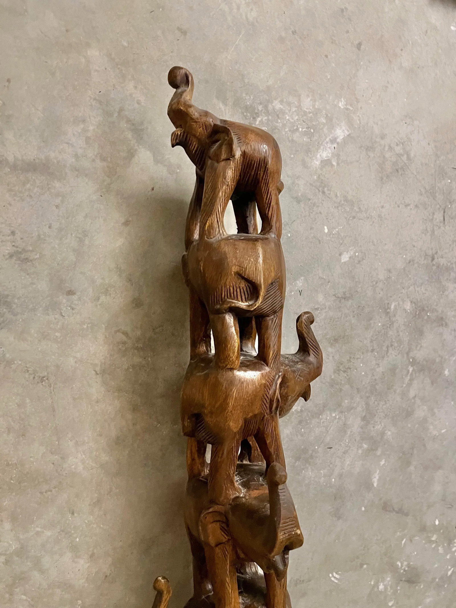 1980s Carved Elephant Tower - 6