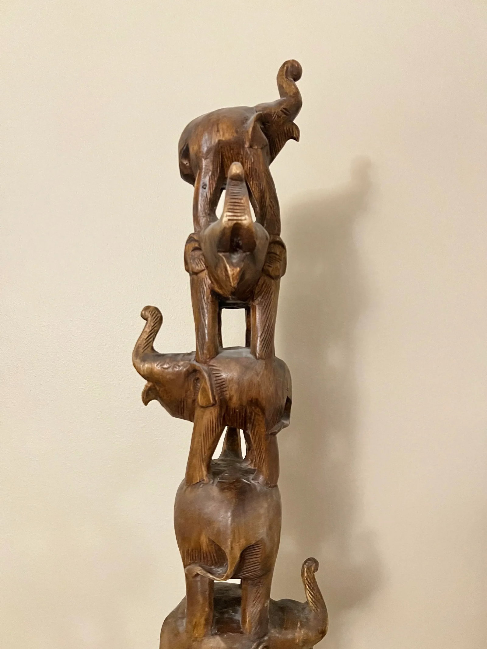 1980s Carved Elephant Tower - 7
