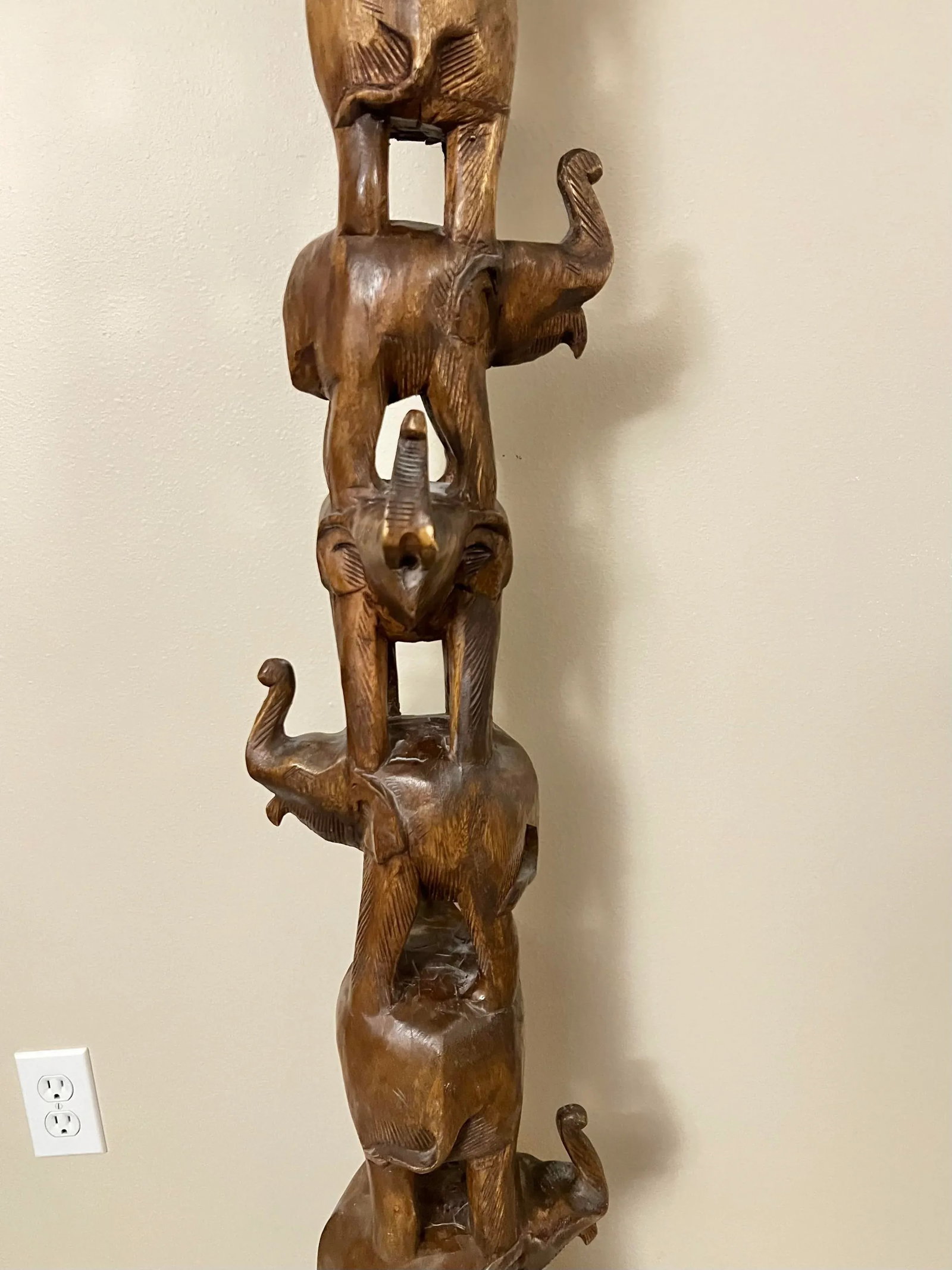 1980s Carved Elephant Tower - 8