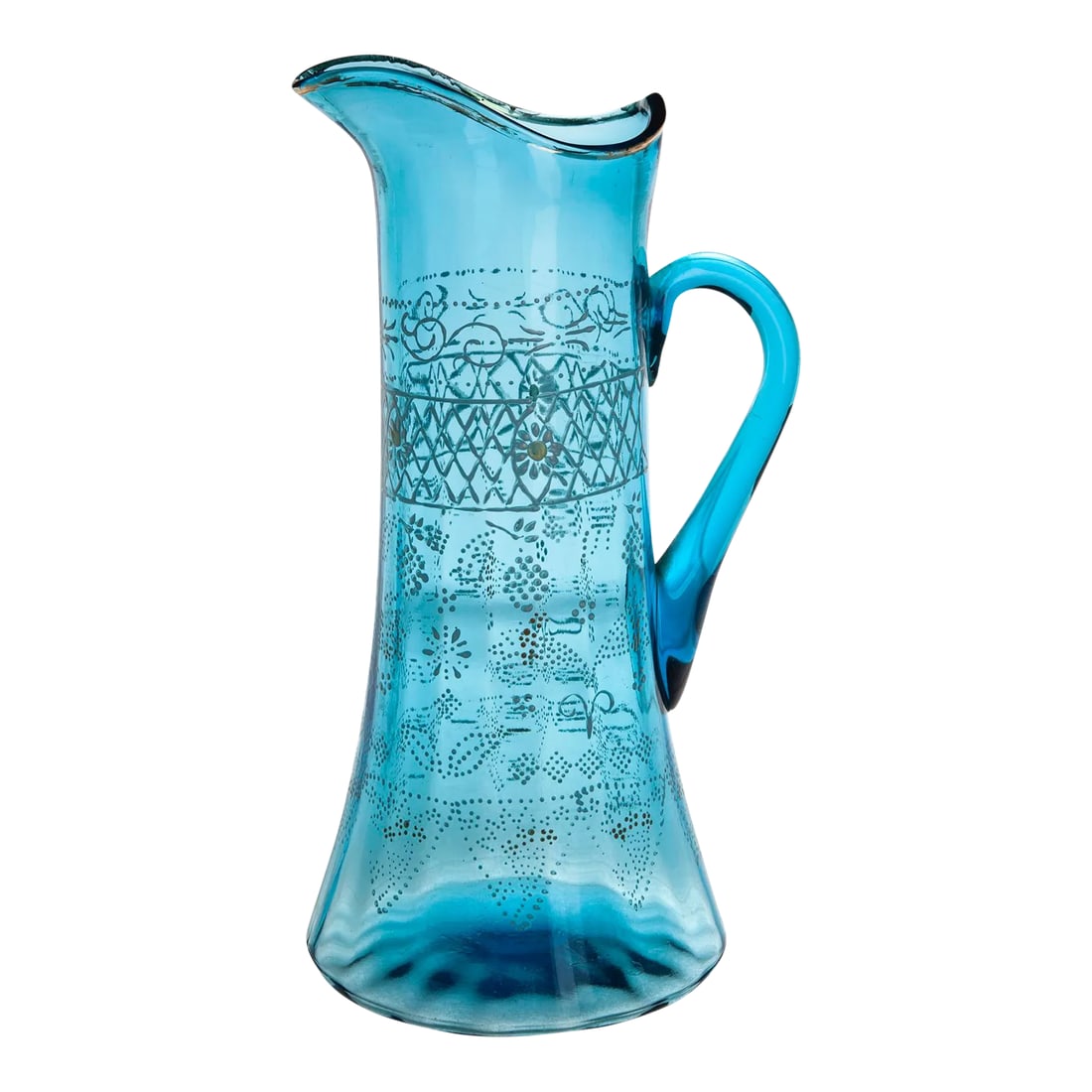 Early 20th Century Translucent Blue Glass Pitcher (1 of 9)
