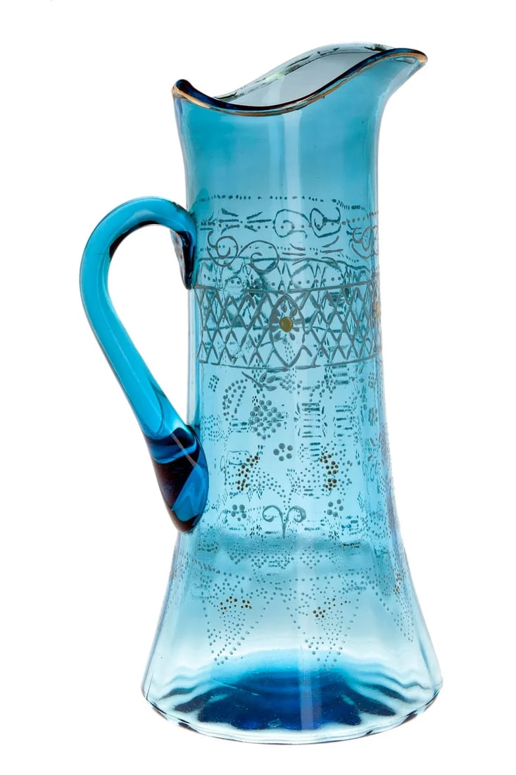 Early 20th Century Translucent Blue Glass Pitcher - 2