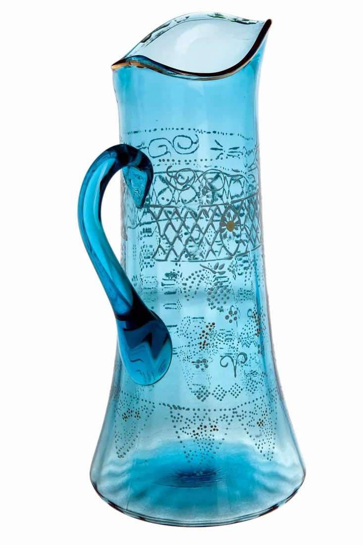 Early 20th Century Translucent Blue Glass Pitcher - 3