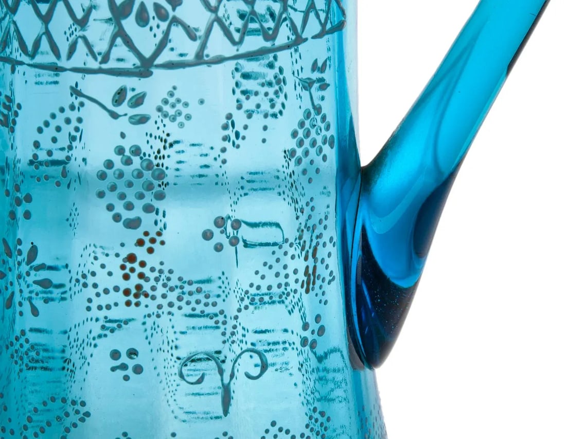 Early 20th Century Translucent Blue Glass Pitcher - 7
