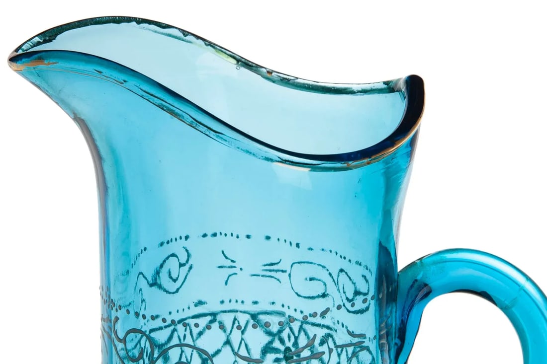 Early 20th Century Translucent Blue Glass Pitcher - 8
