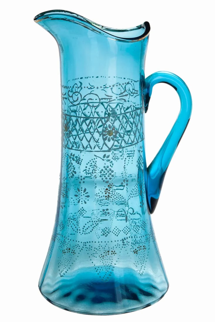 Early 20th Century Translucent Blue Glass Pitcher - 9