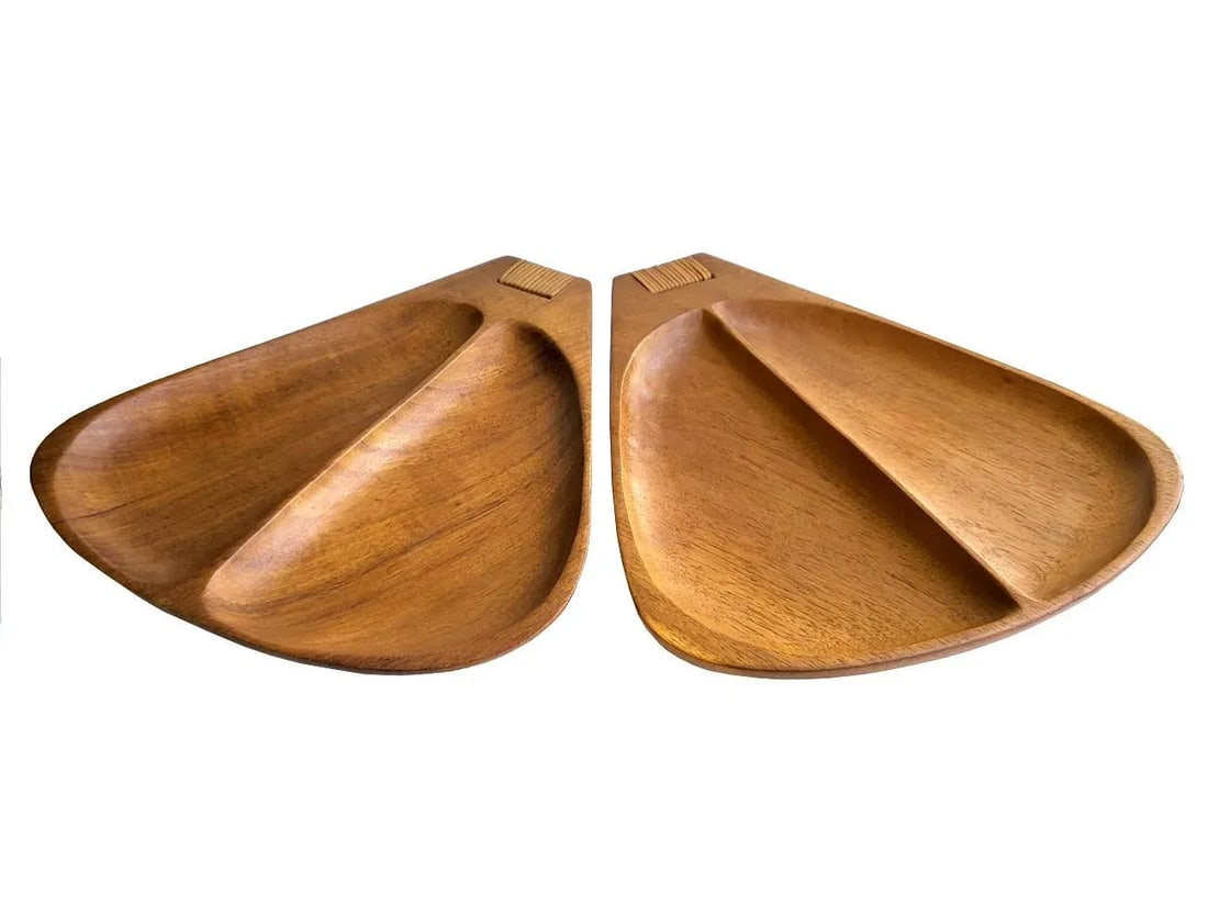 Mid 20th Century Arthur Umanoff Pantalcraft Taverneau Wood Tray Platters, Set of 2 - 2