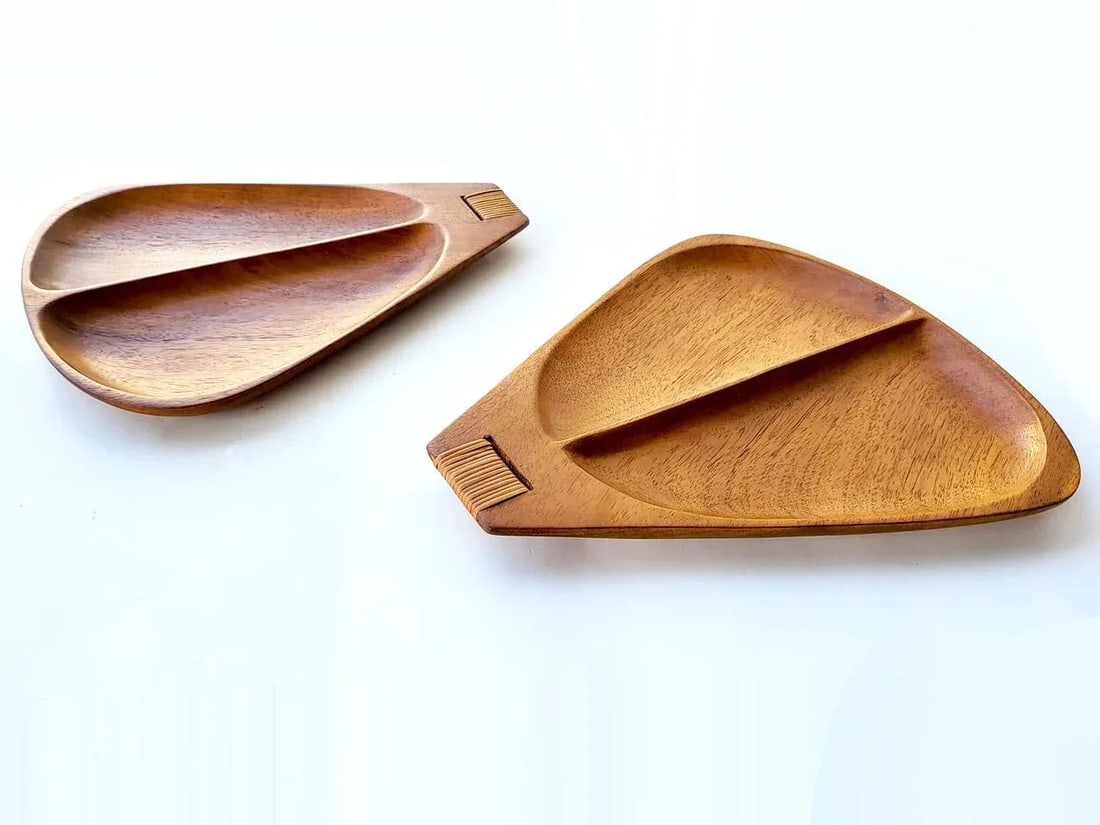 Mid 20th Century Arthur Umanoff Pantalcraft Taverneau Wood Tray Platters, Set of 2 - 3