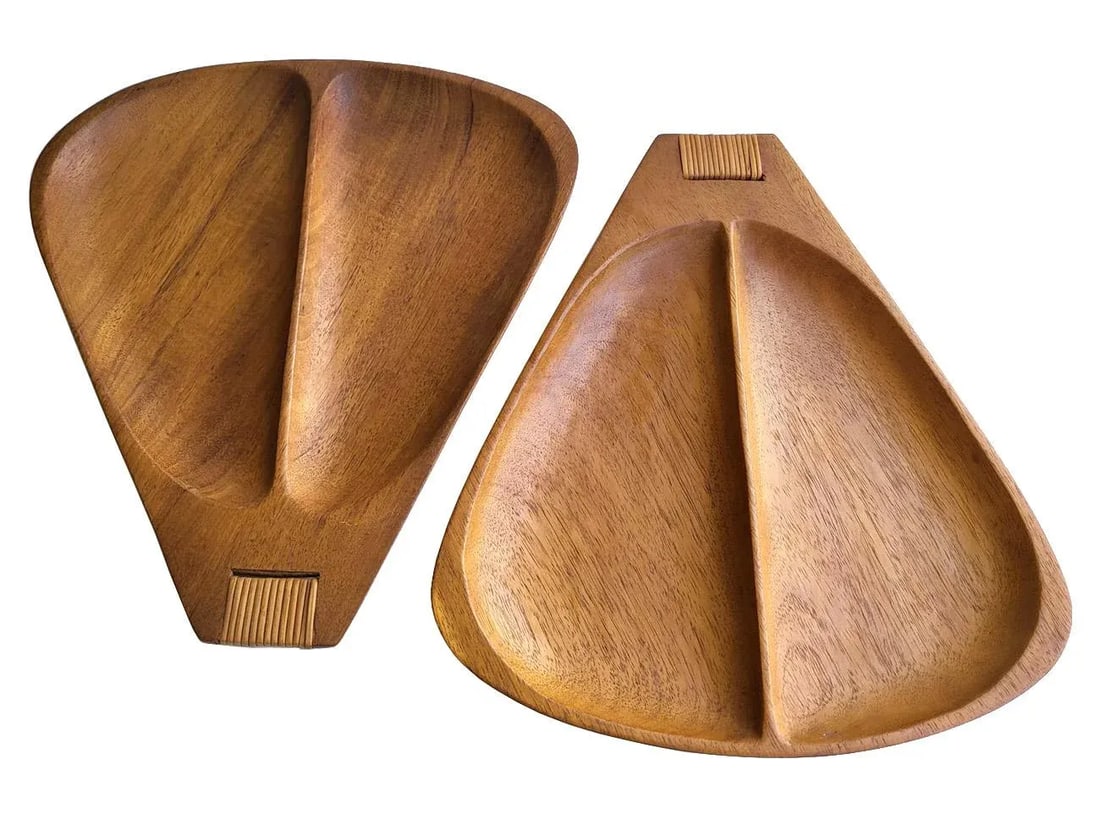 Mid 20th Century Arthur Umanoff Pantalcraft Taverneau Wood Tray Platters, Set of 2 - 4