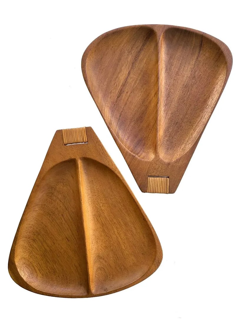 Mid 20th Century Arthur Umanoff Pantalcraft Taverneau Wood Tray Platters, Set of 2 - 5