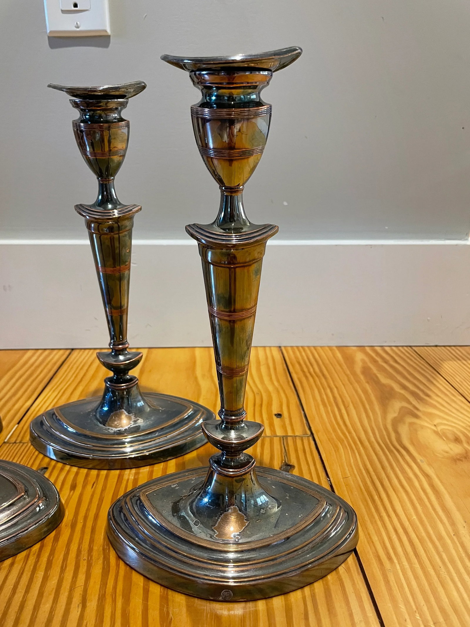 Mid 19th Century Barker Ellis Neoclassical Silver Plate Candlesticks - Set of 4 - 2