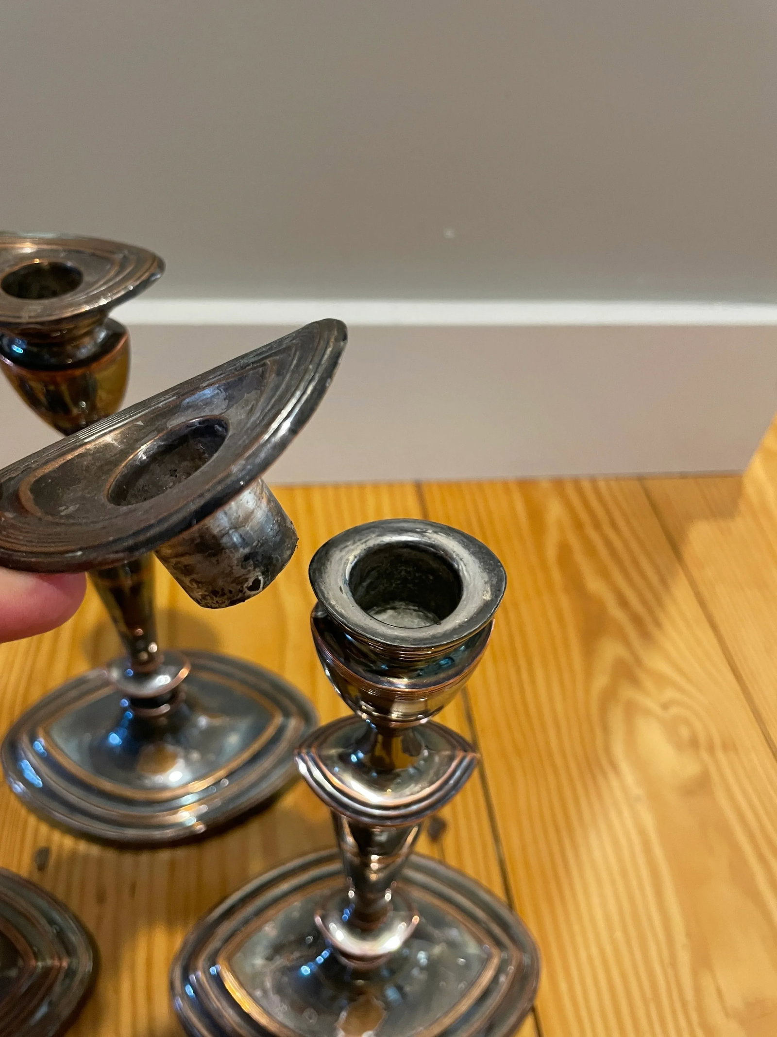 Mid 19th Century Barker Ellis Neoclassical Silver Plate Candlesticks - Set of 4 - 4