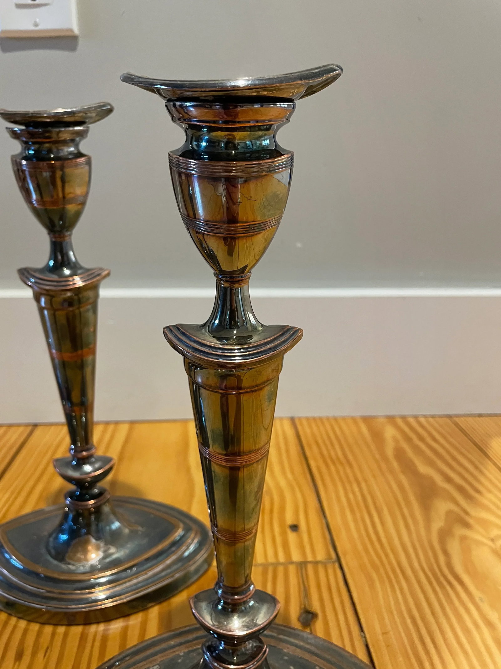 Mid 19th Century Barker Ellis Neoclassical Silver Plate Candlesticks - Set of 4 - 5